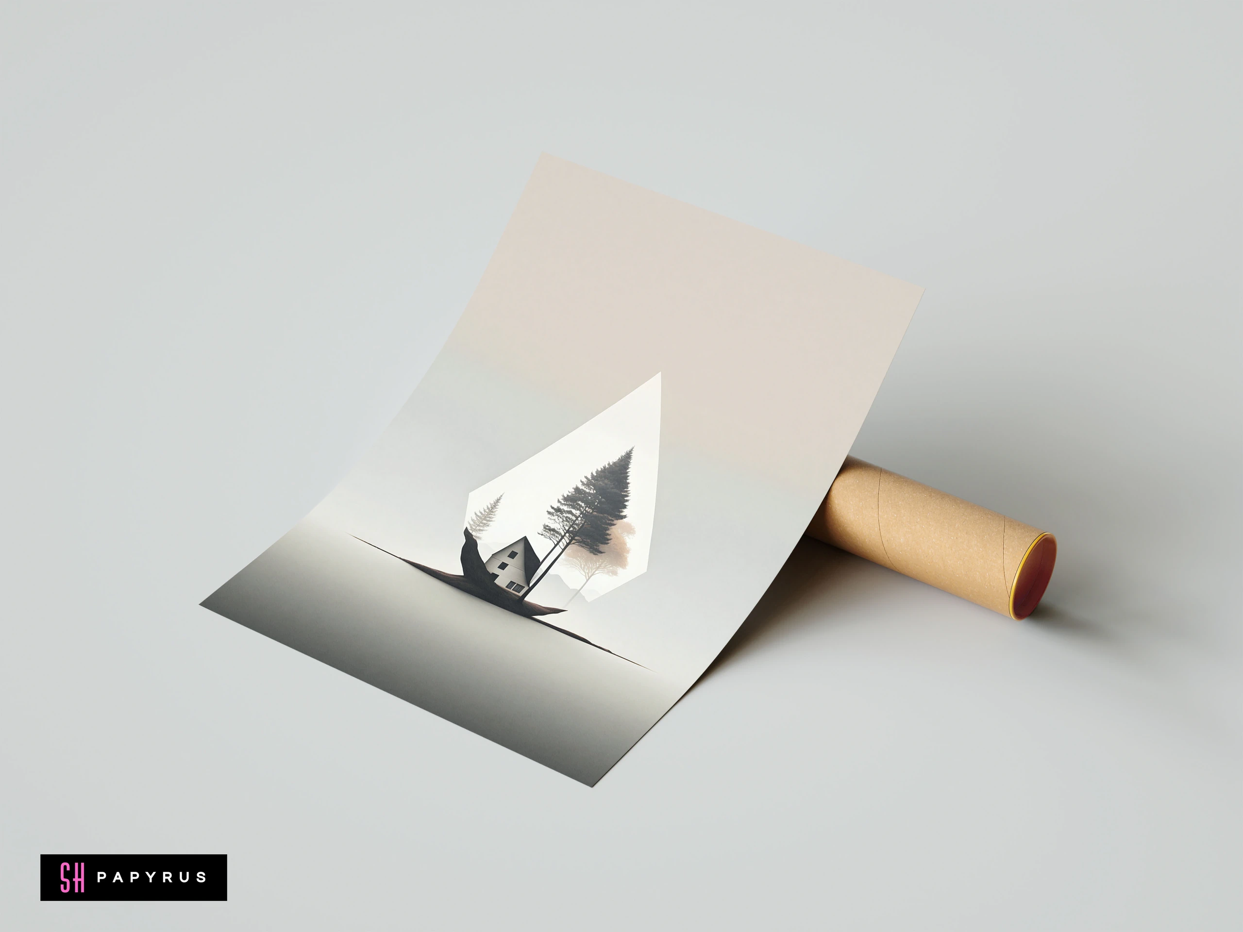 Surreal Minimalist 3D House in Triangle Portal