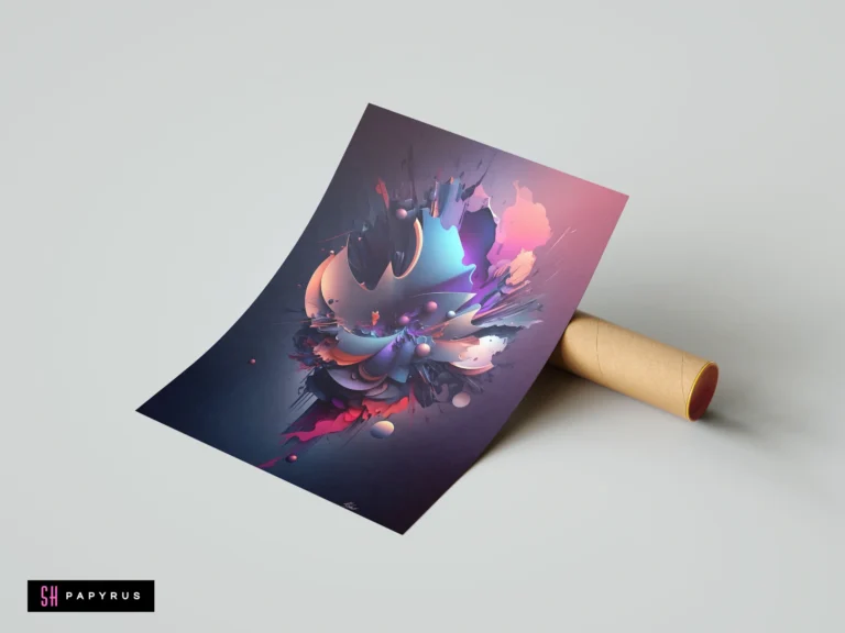 Dynamic 3D paint splash explosion artwork featuring vibrant teal, purple, and pink abstract shapes.