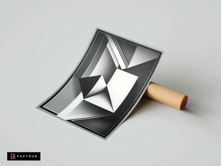 Monochrome abstract artwork featuring sharp 3D geometric shapes and minimalist architectural perspectives.