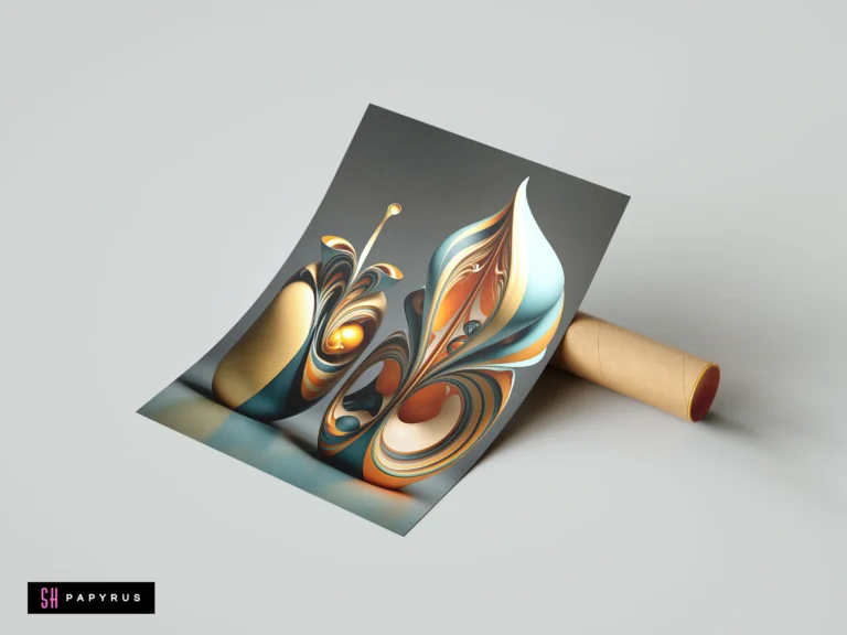 Teal and gold 3D biomorphic pods with flowing organic curves in an elegant abstract style.