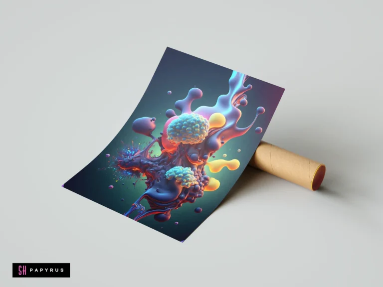 Surreal 3D organic splash art featuring vibrant neon bubbles and fluid, colorful abstract shapes.