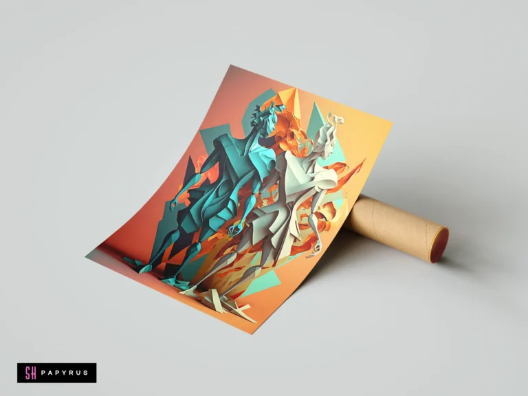 Abstract 3D Origami Figures in Fire and Ice Styles