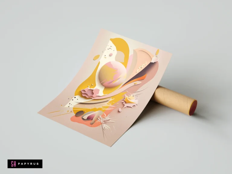 Soft pastel 3D abstract artwork with fluid organic shapes in a layered paper cutout style.