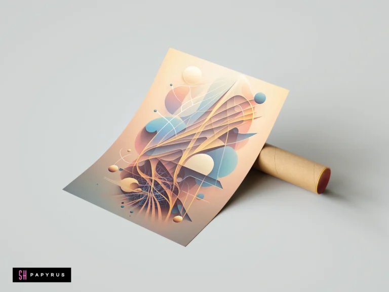 Modern abstract 3D composition featuring soft pastel spheres and an intricate network of flowing lines.