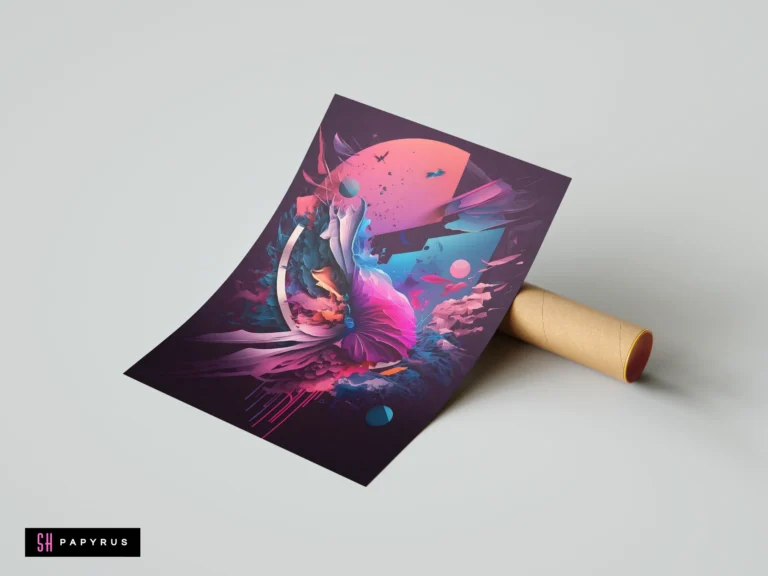 Surreal cosmic abstract featuring fluid floral forms in vibrant pink, teal, and deep purple.