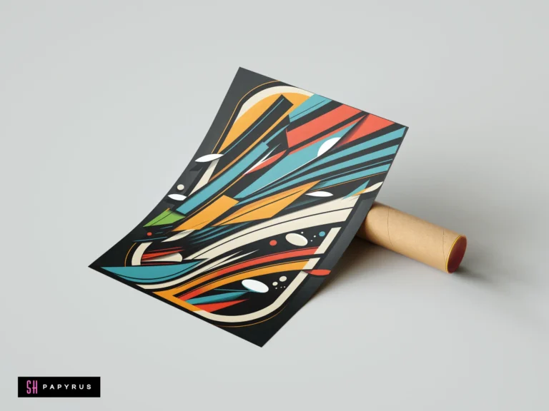 Dynamic 3D abstract featuring sharp geometric shards in bold teal, orange, and red hues.