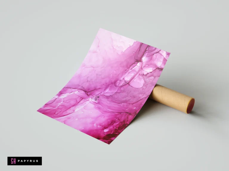 Deep raspberry pink alcohol ink abstract art print featuring fluid magenta and light pink textures.