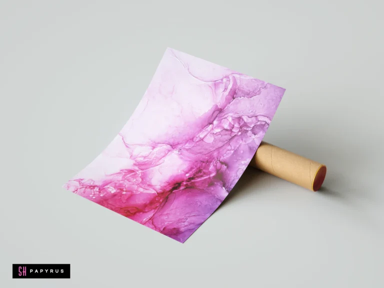 Abstract alcohol ink print featuring ethereal pink and lilac smoke-like fluid patterns.