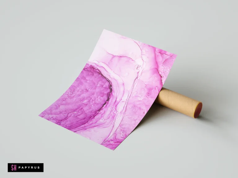 Abstract bubblegum pink poster featuring fluid cellular textures and vibrant magenta alcohol ink swirls.