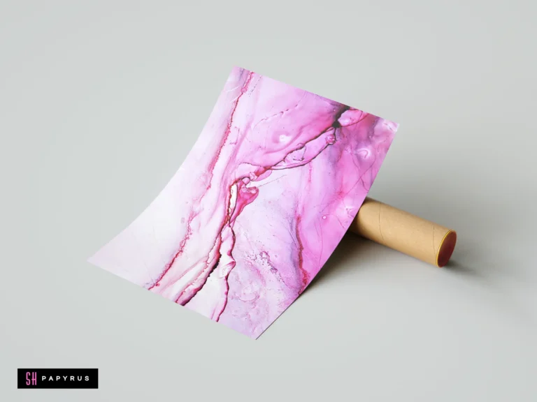 Minimalist abstract art print with pale pink and magenta flowing ink lines and textures.