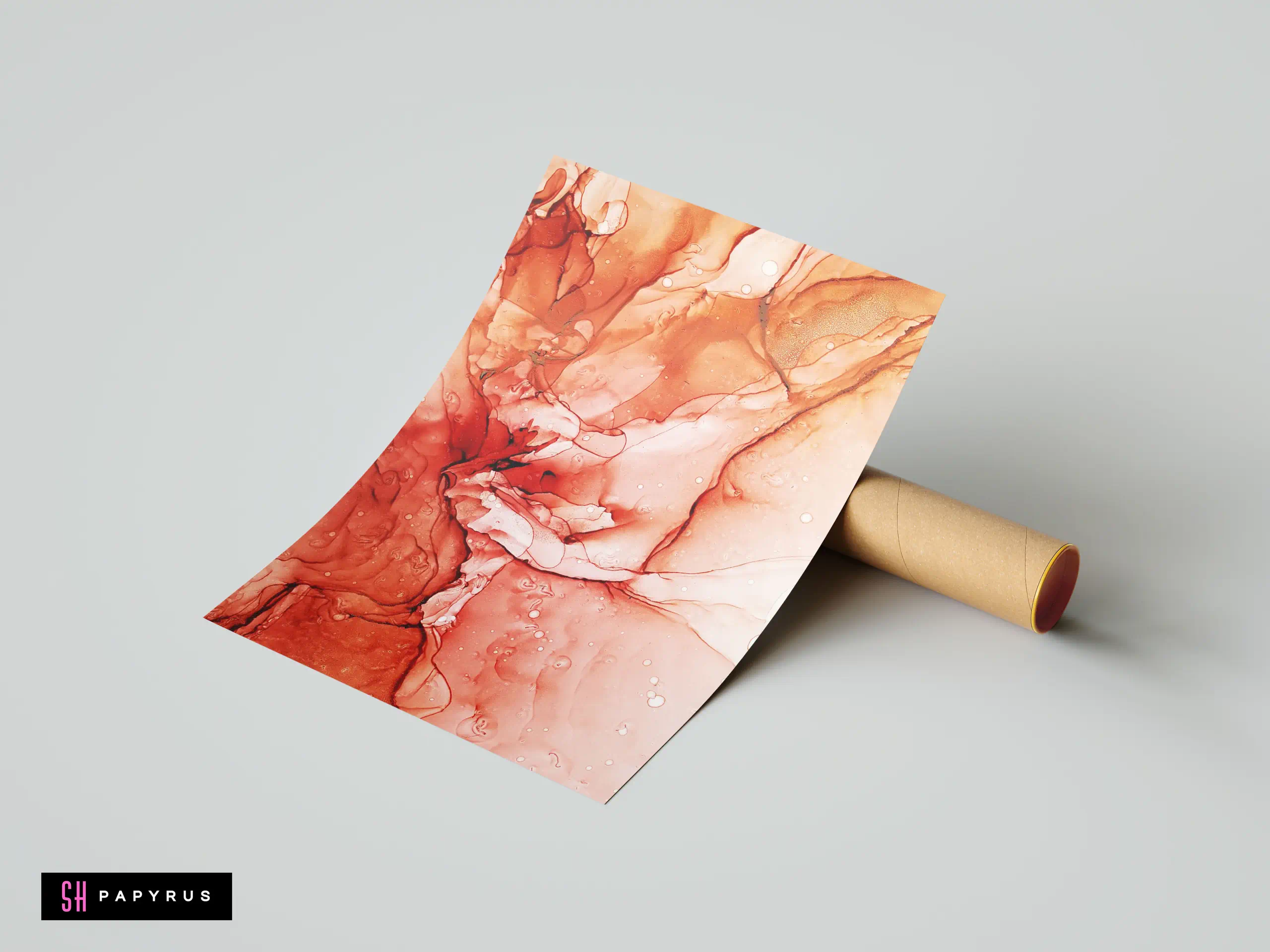 Intense Red and Orange Cellular Ink Print
