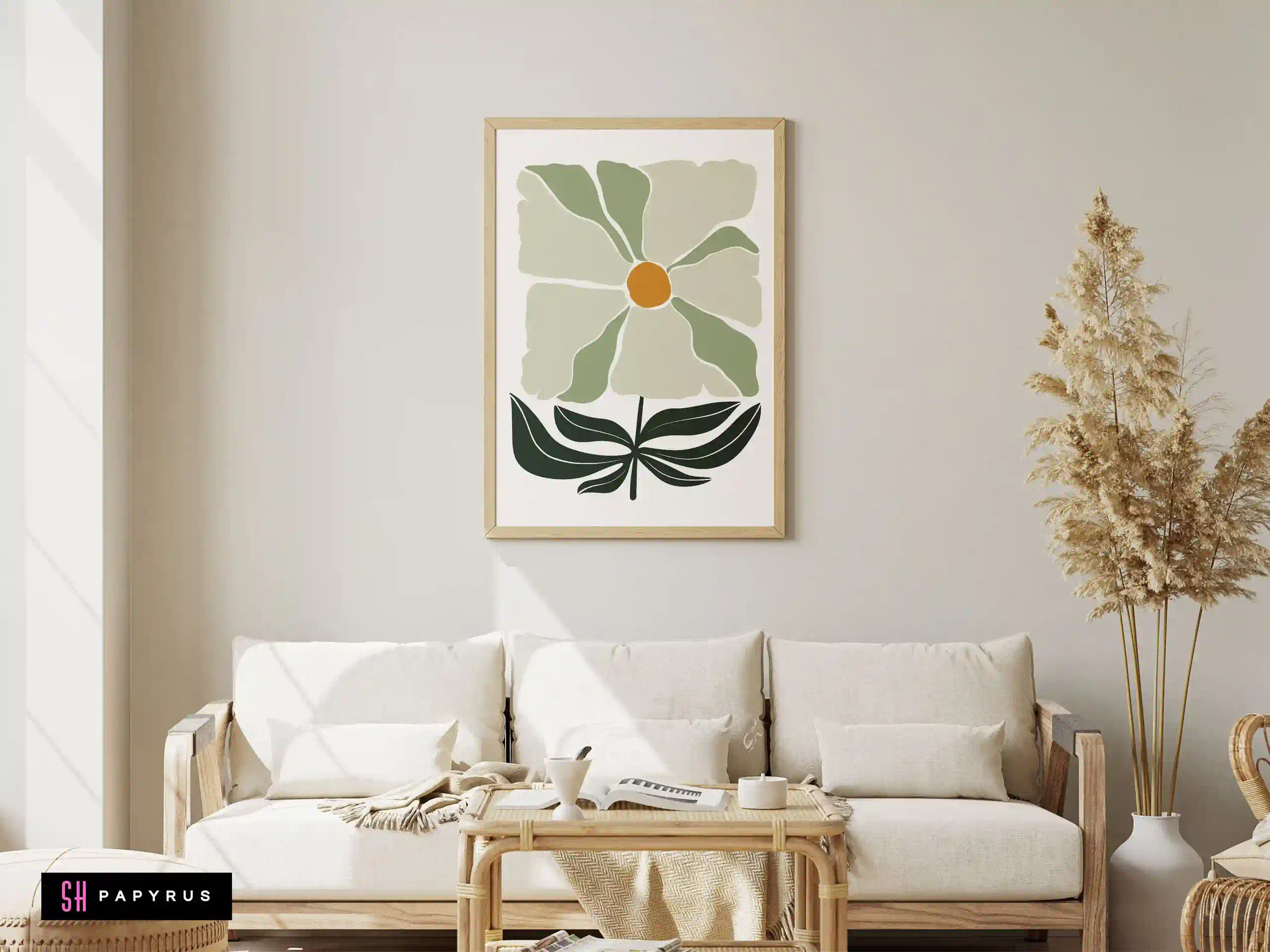 Stunning Abstract Sage and White Daisy Wall Art