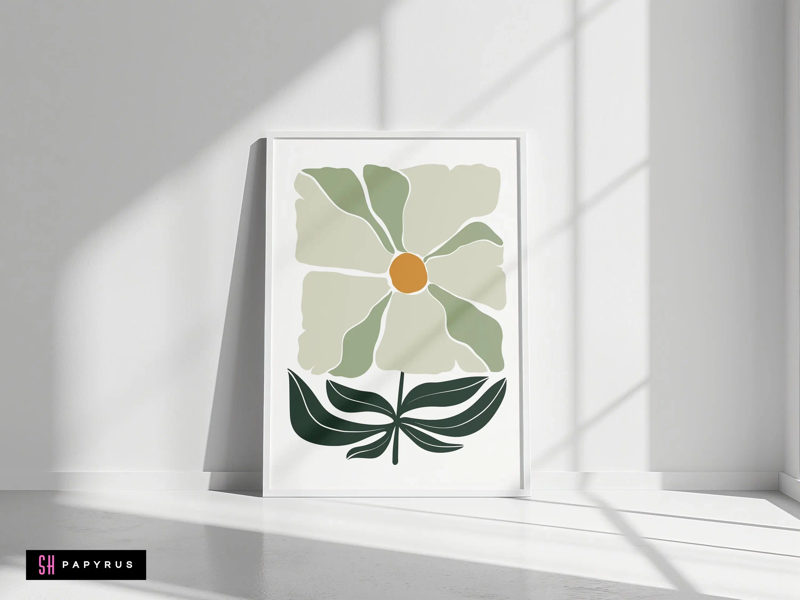 Stunning Abstract Sage and White Daisy Wall Art