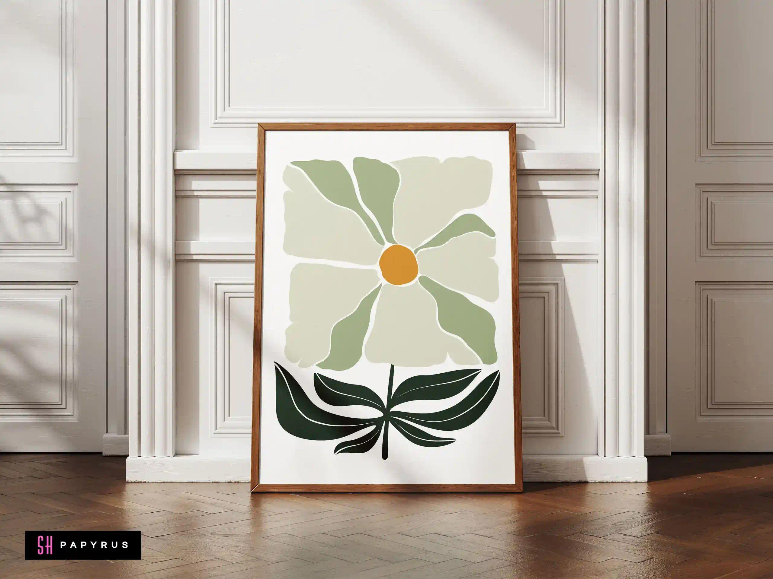 Stunning Abstract Sage and White Daisy Wall Art