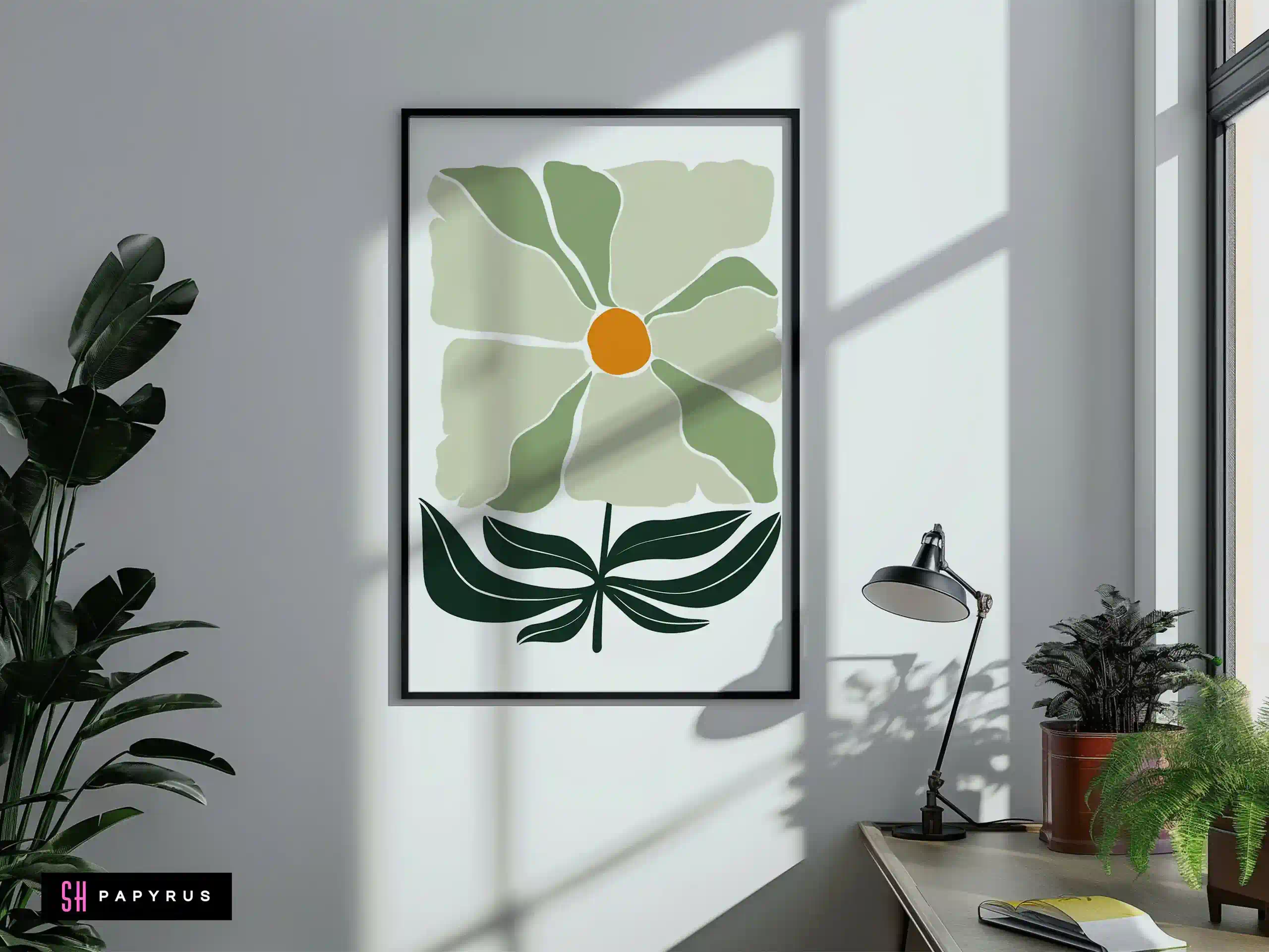 Stunning Abstract Sage and White Daisy Wall Art