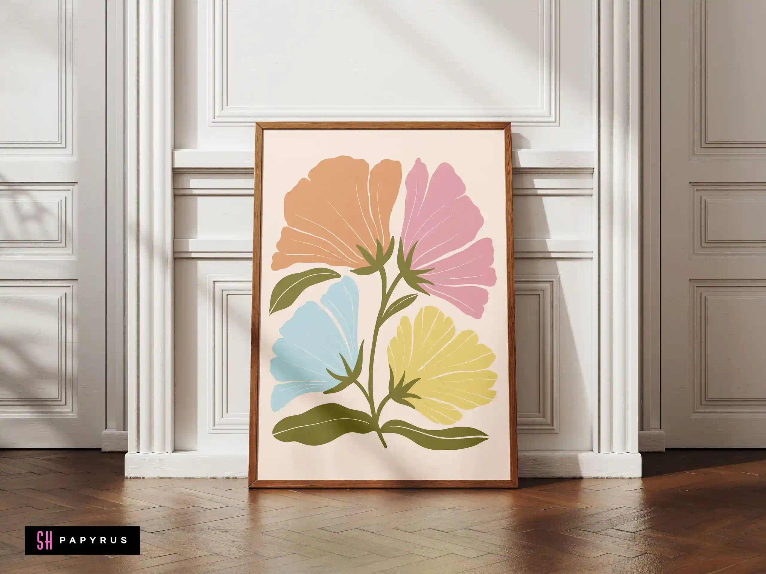Vibrant Pastel Botanical Bouquet Wall Art Print