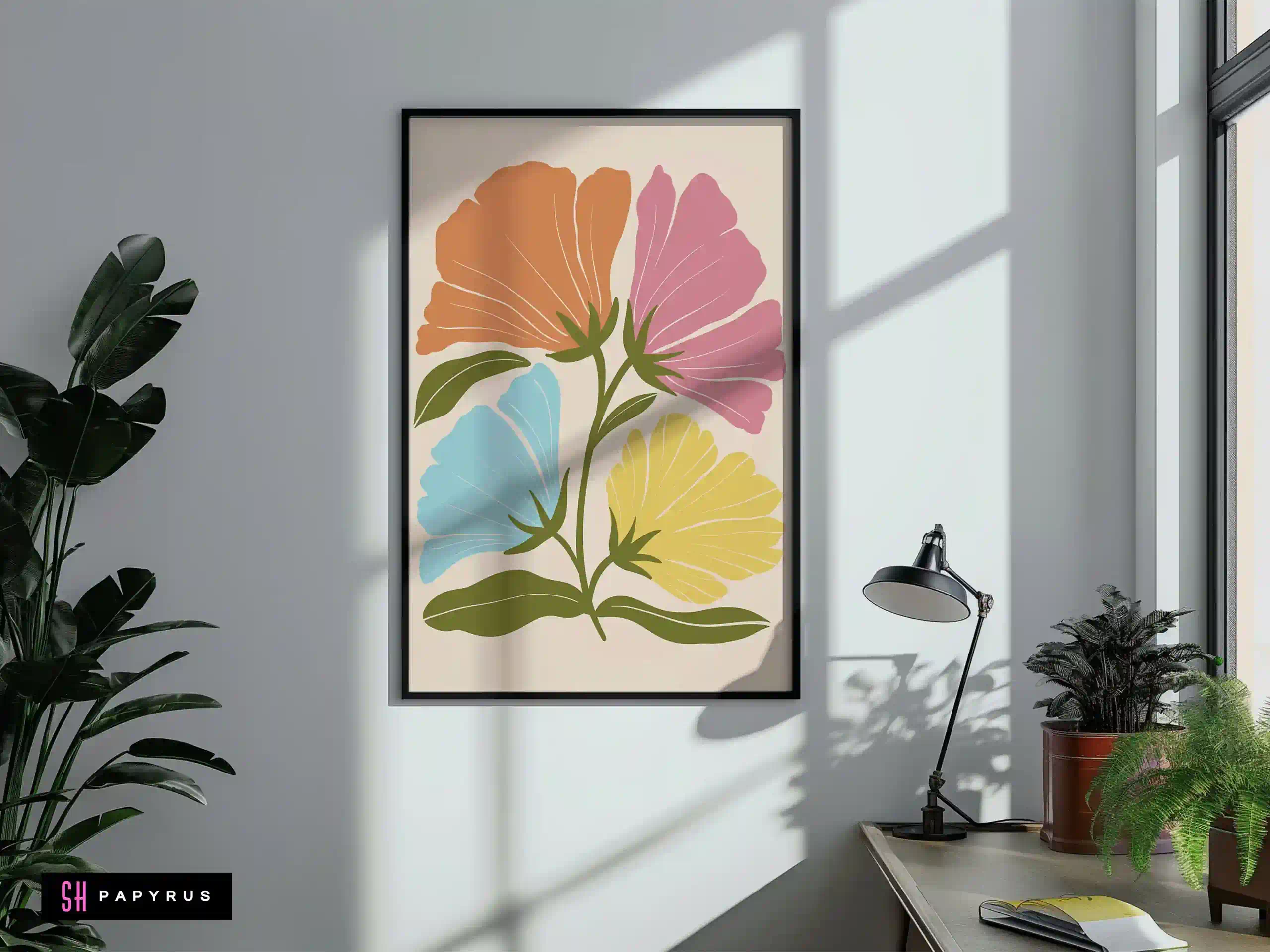 Vibrant Pastel Botanical Bouquet Wall Art Print