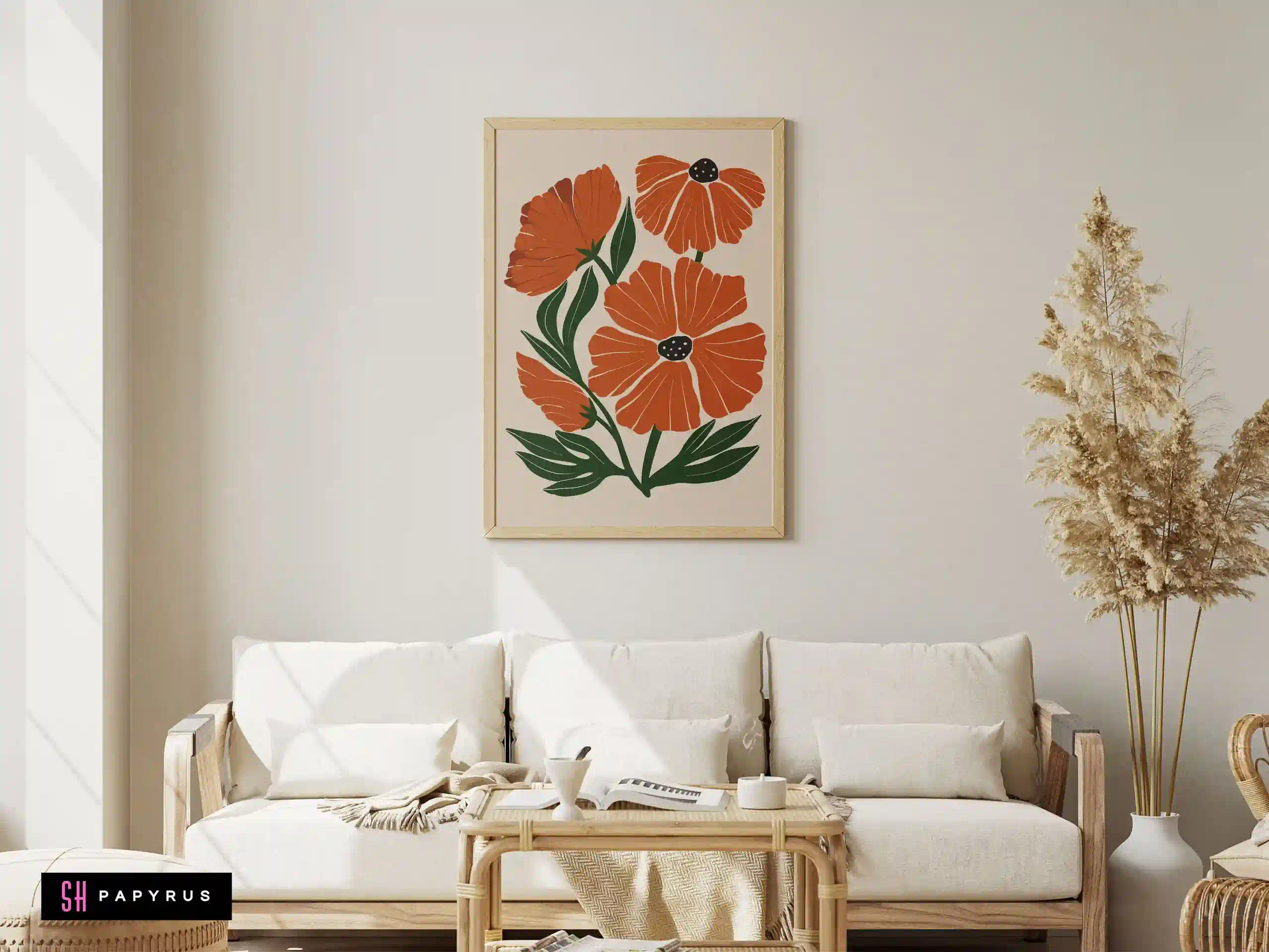 Lush Rich Terracotta Poppy Flower Art Print