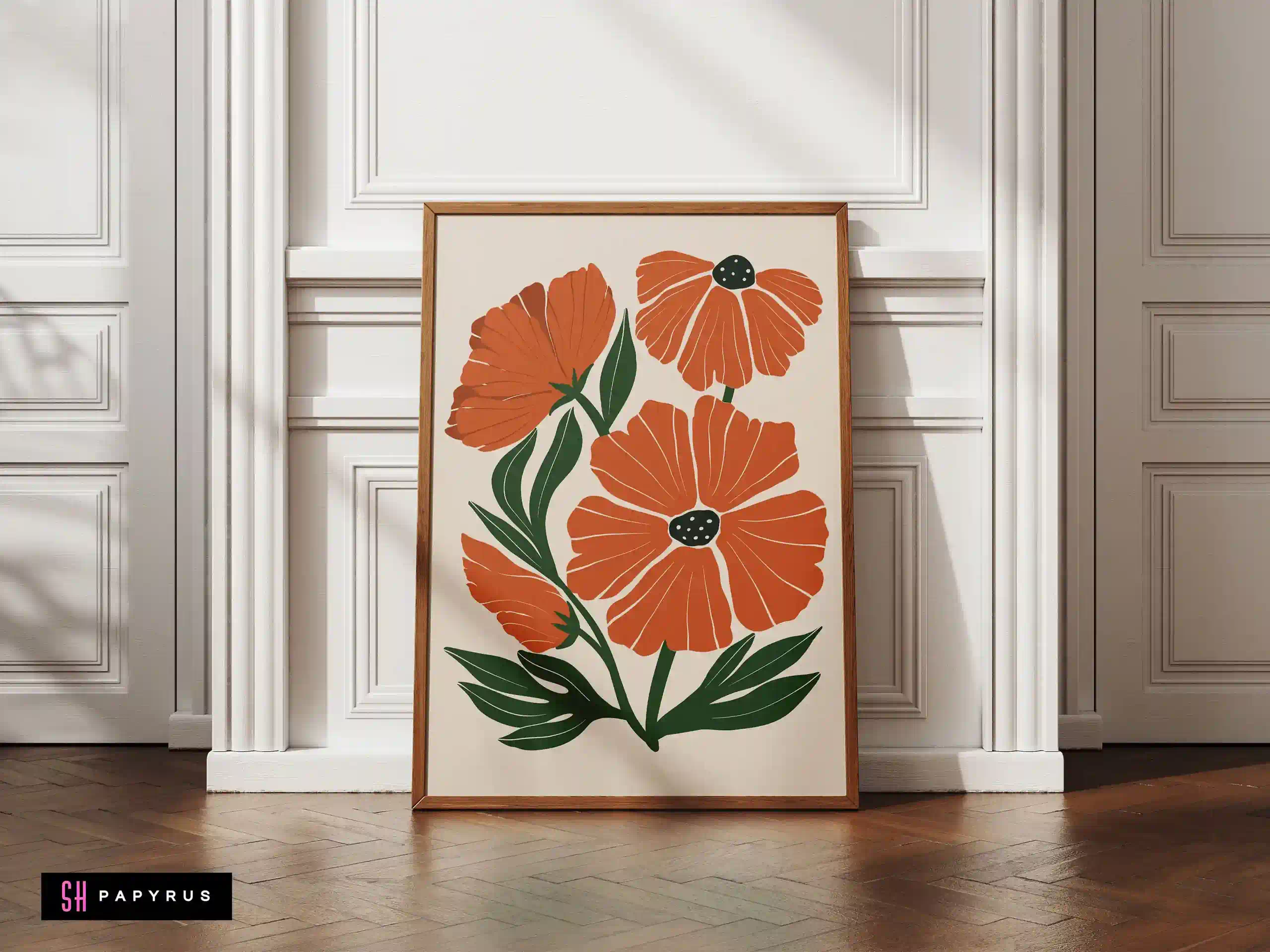 Lush Rich Terracotta Poppy Flower Art Print