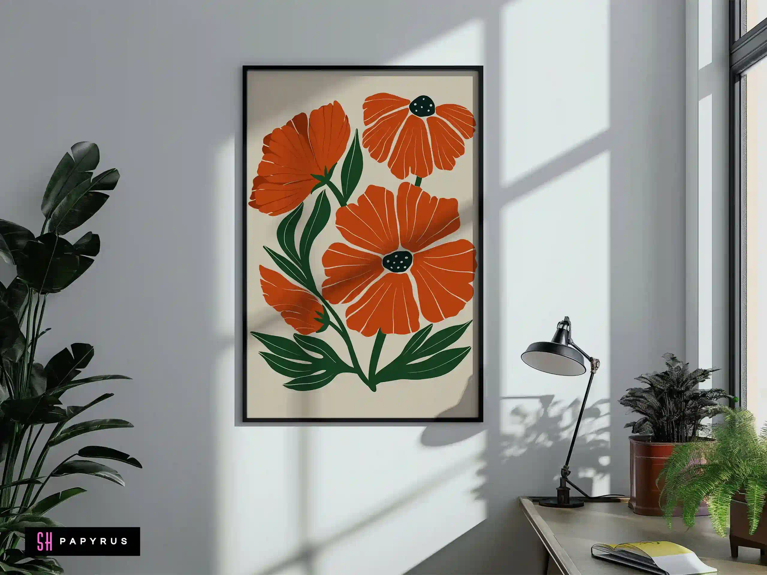 Lush Rich Terracotta Poppy Flower Art Print