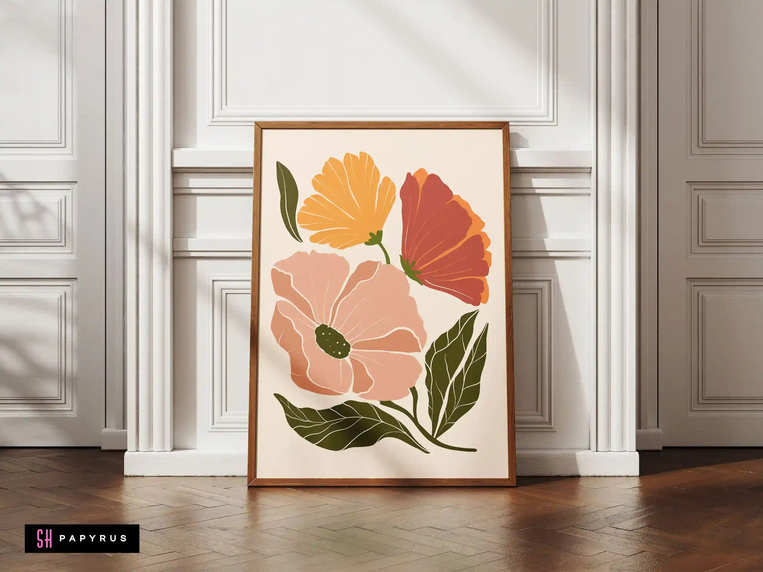 Inviting Warm Abstract Flower Trio Wall Art