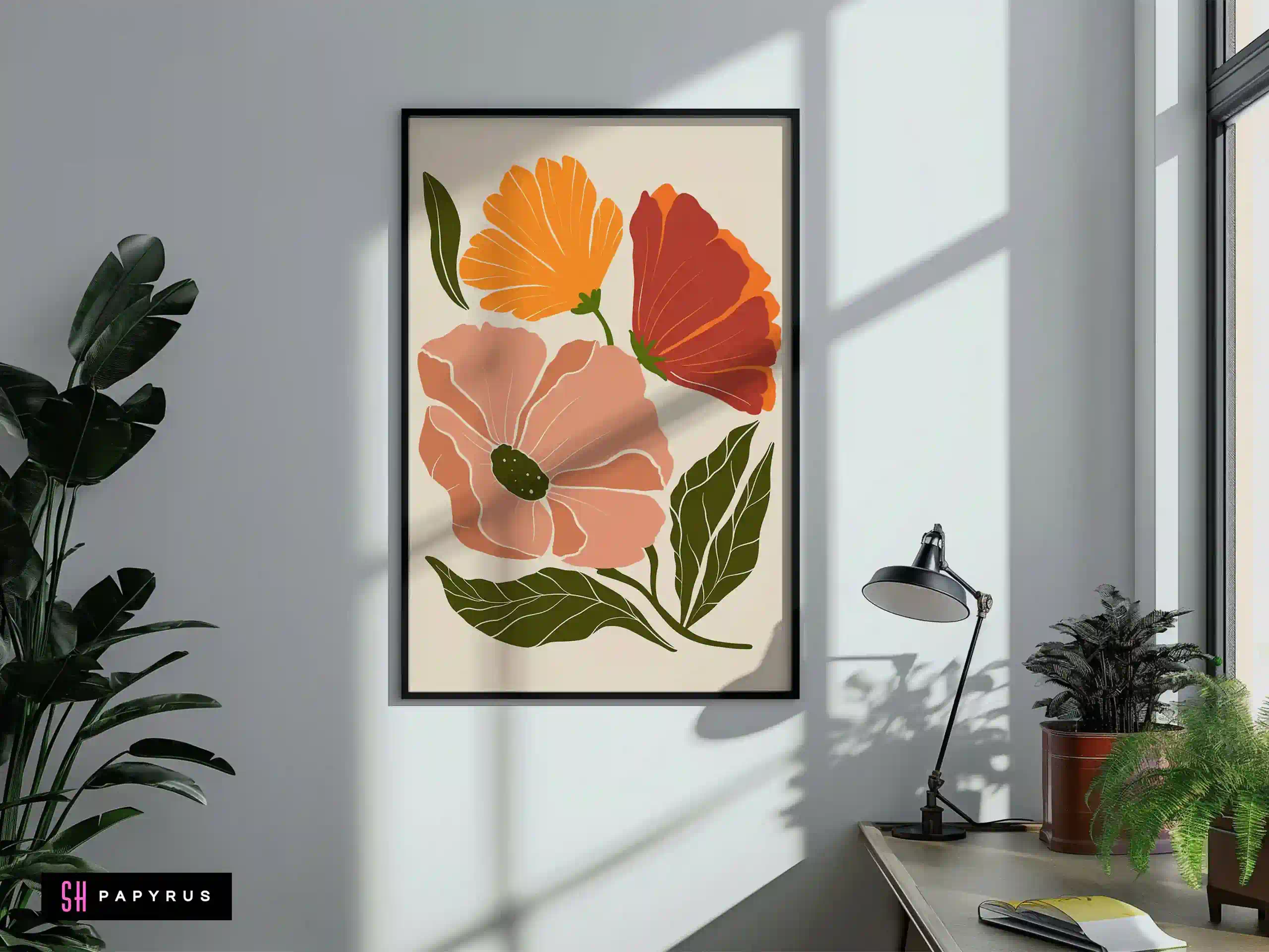 Inviting Warm Abstract Flower Trio Wall Art