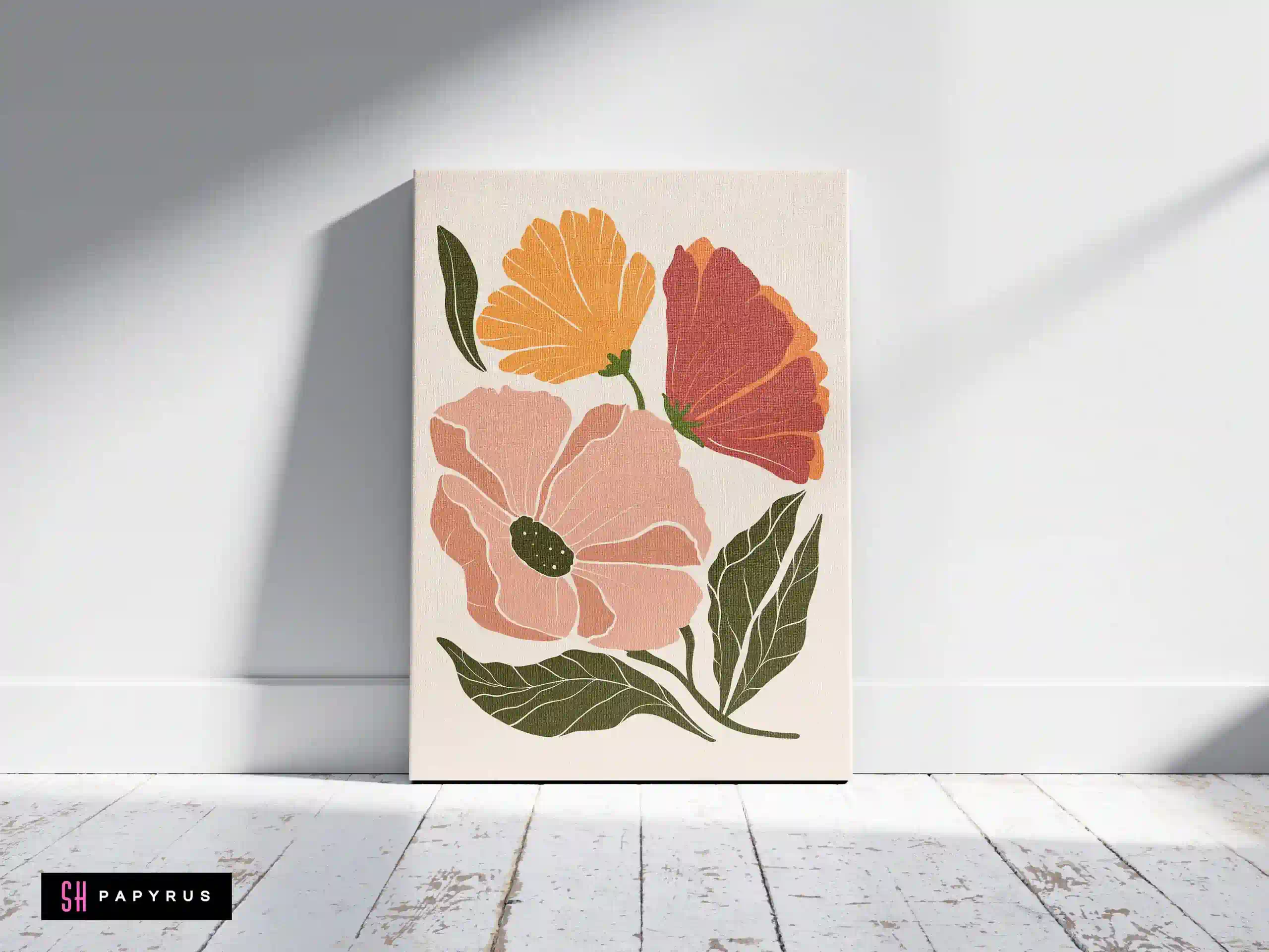 Inviting Warm Abstract Flower Trio Wall Art