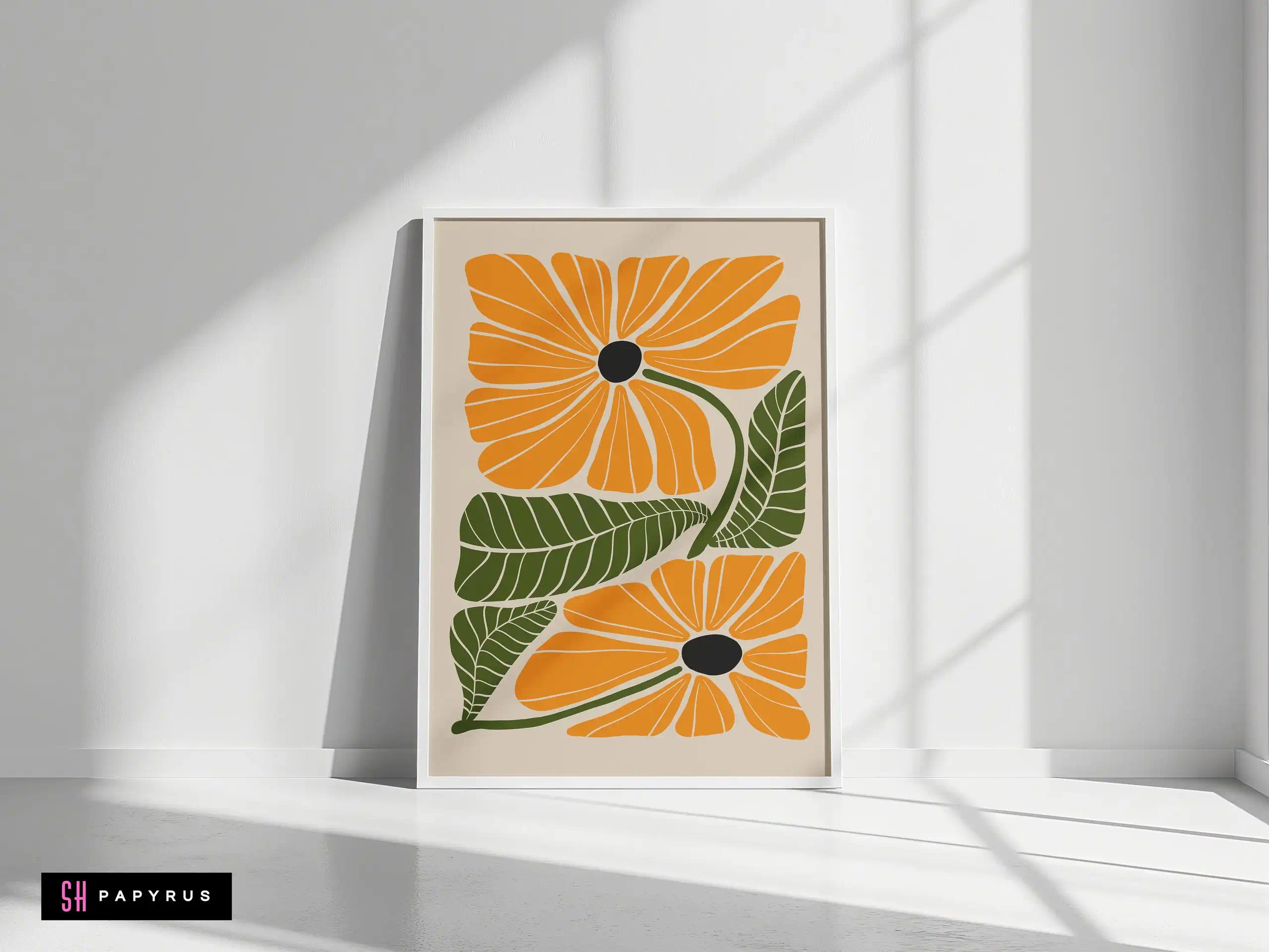 Dramatic Bold Golden Orange Daisy Art Print
