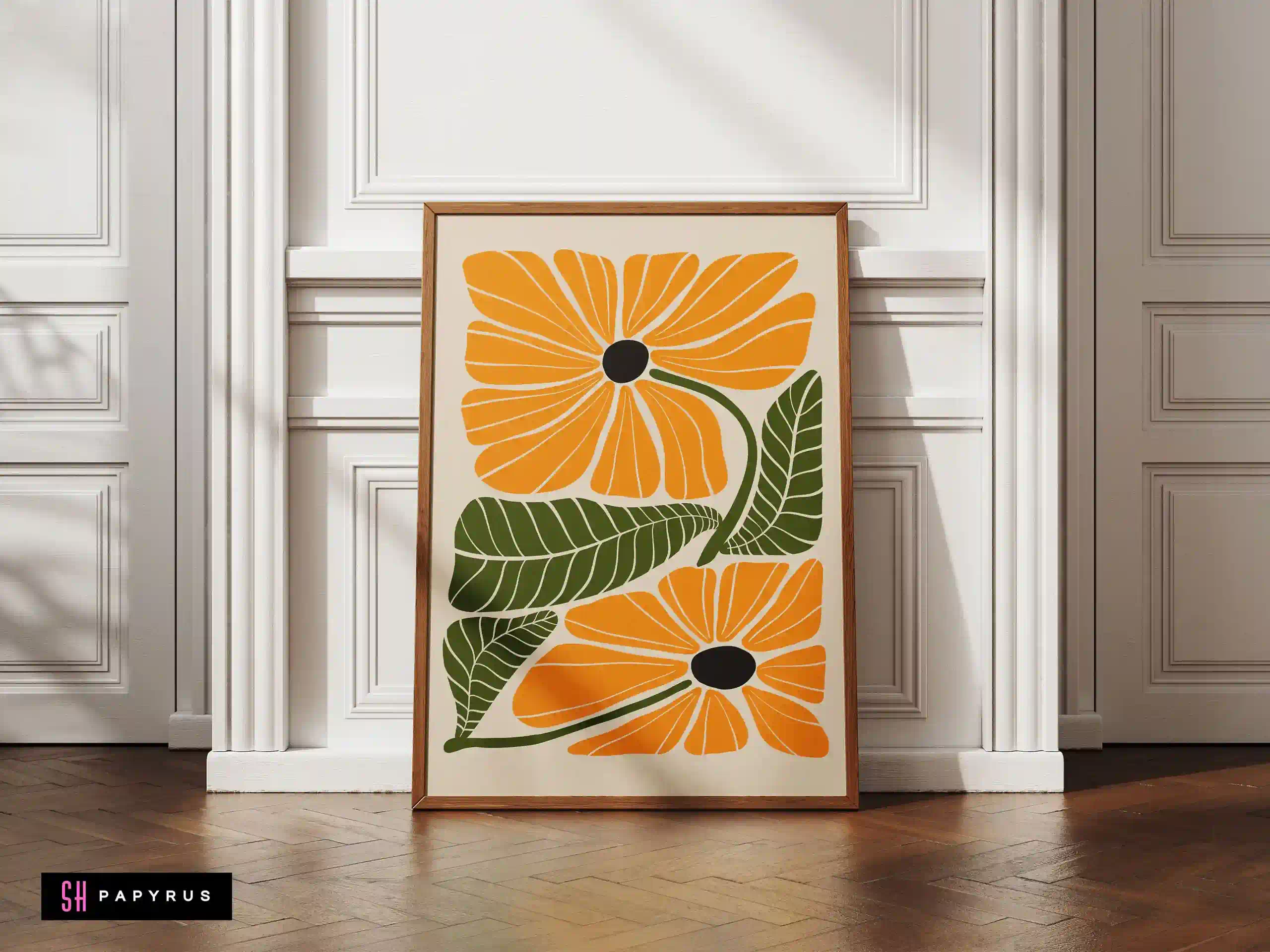 Dramatic Bold Golden Orange Daisy Art Print