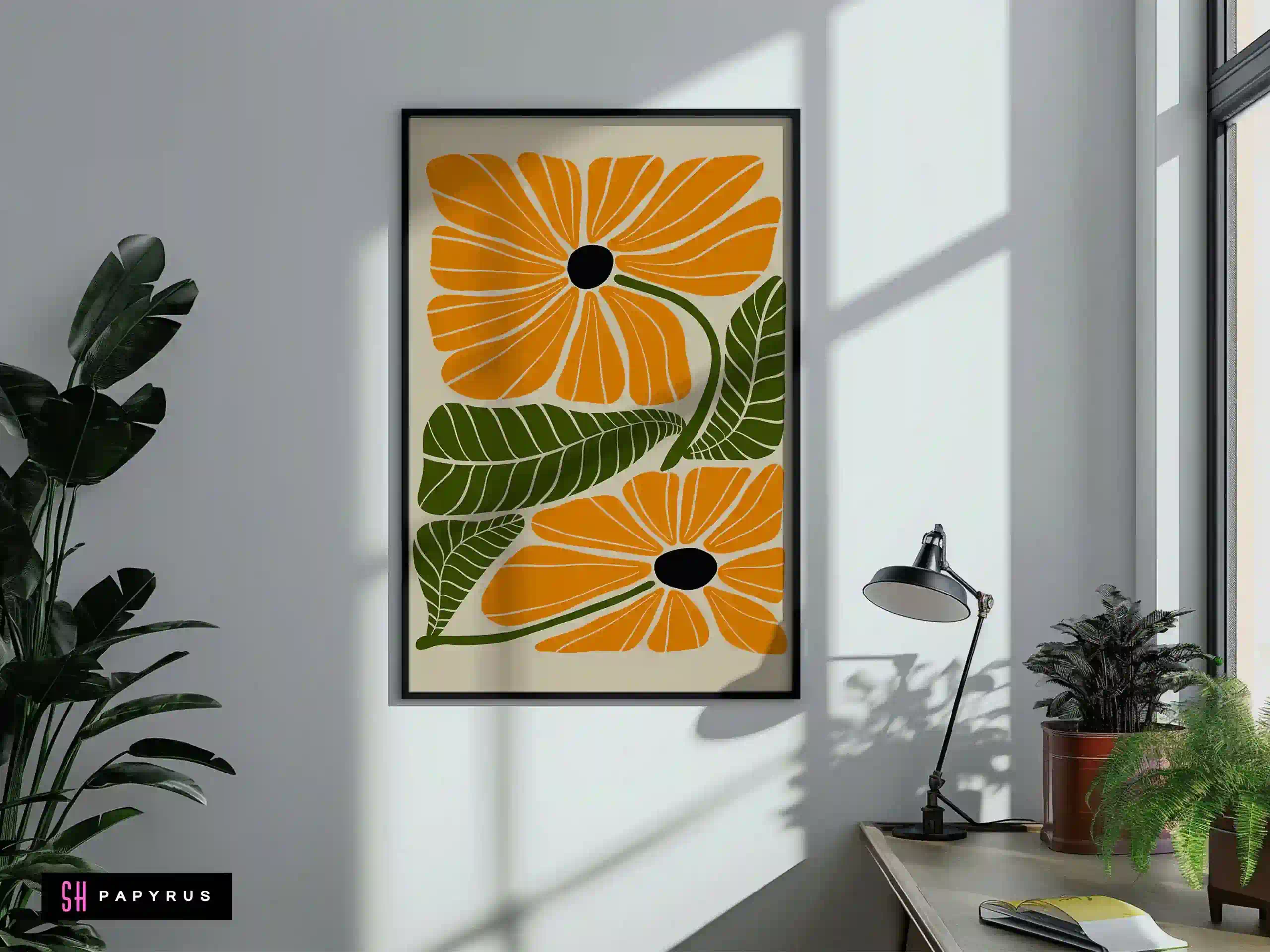 Dramatic Bold Golden Orange Daisy Art Print