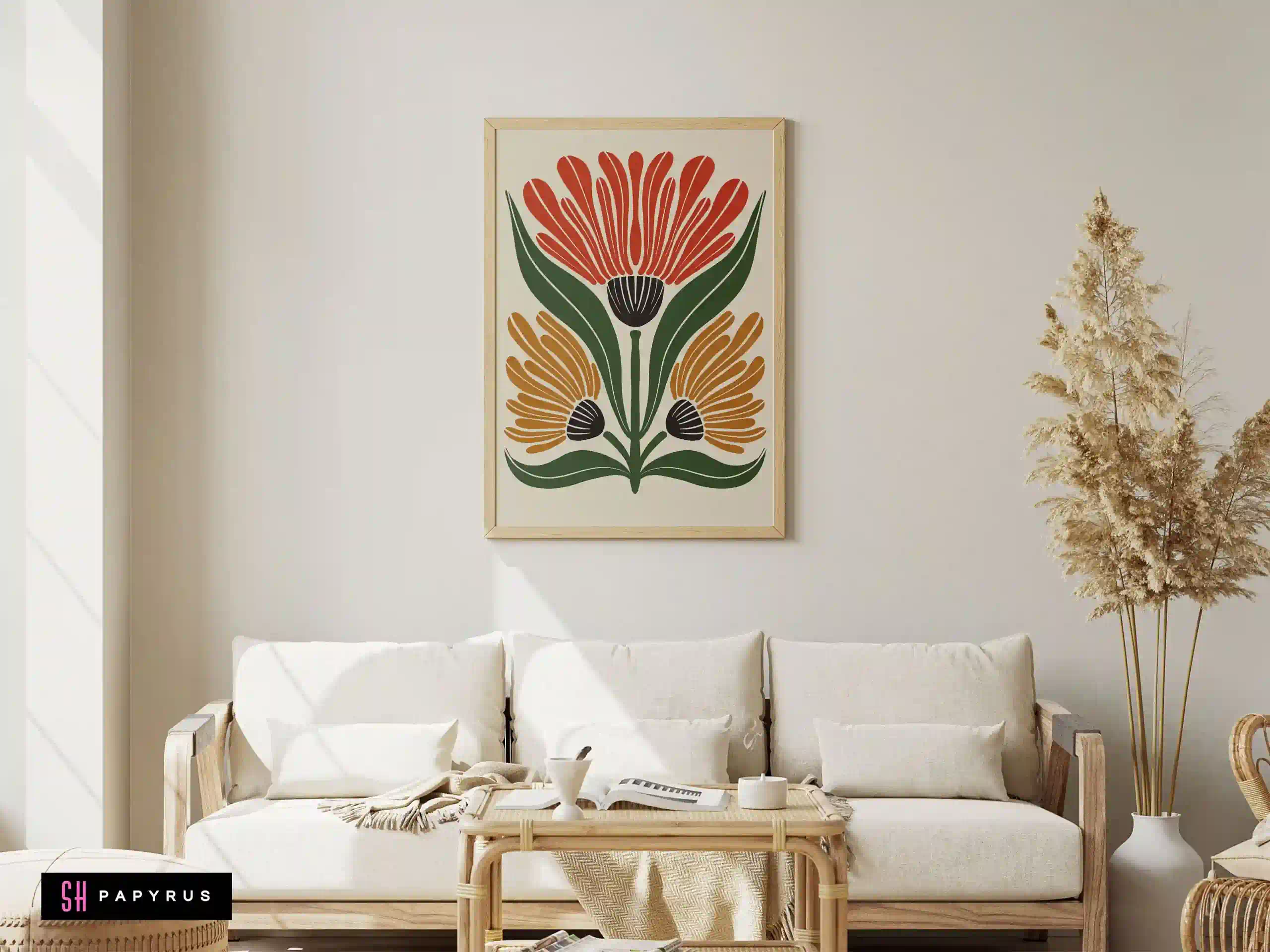 Exquisite Symmetrical Art Deco Floral Wall Art