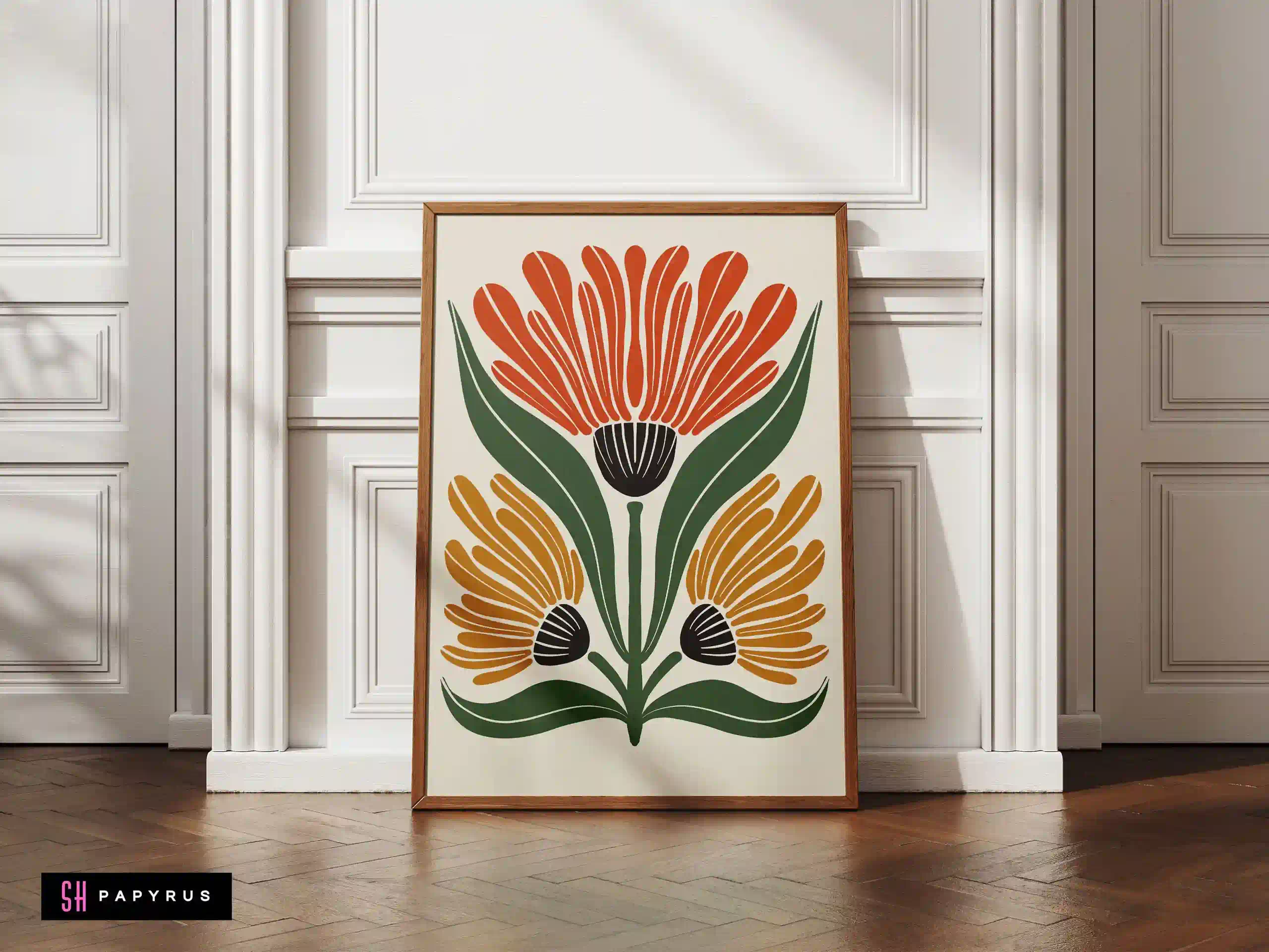 Exquisite Symmetrical Art Deco Floral Wall Art