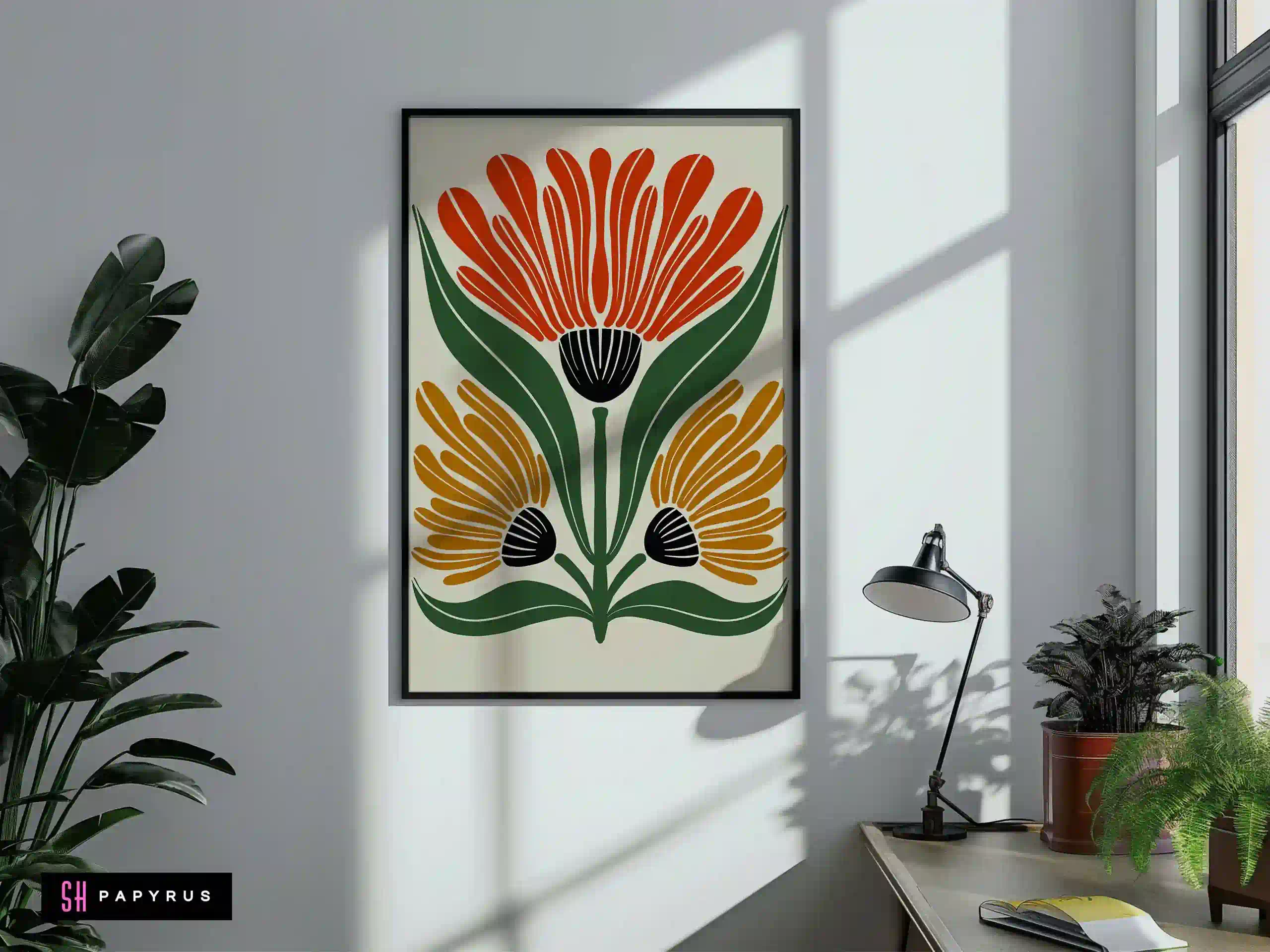 Exquisite Symmetrical Art Deco Floral Wall Art