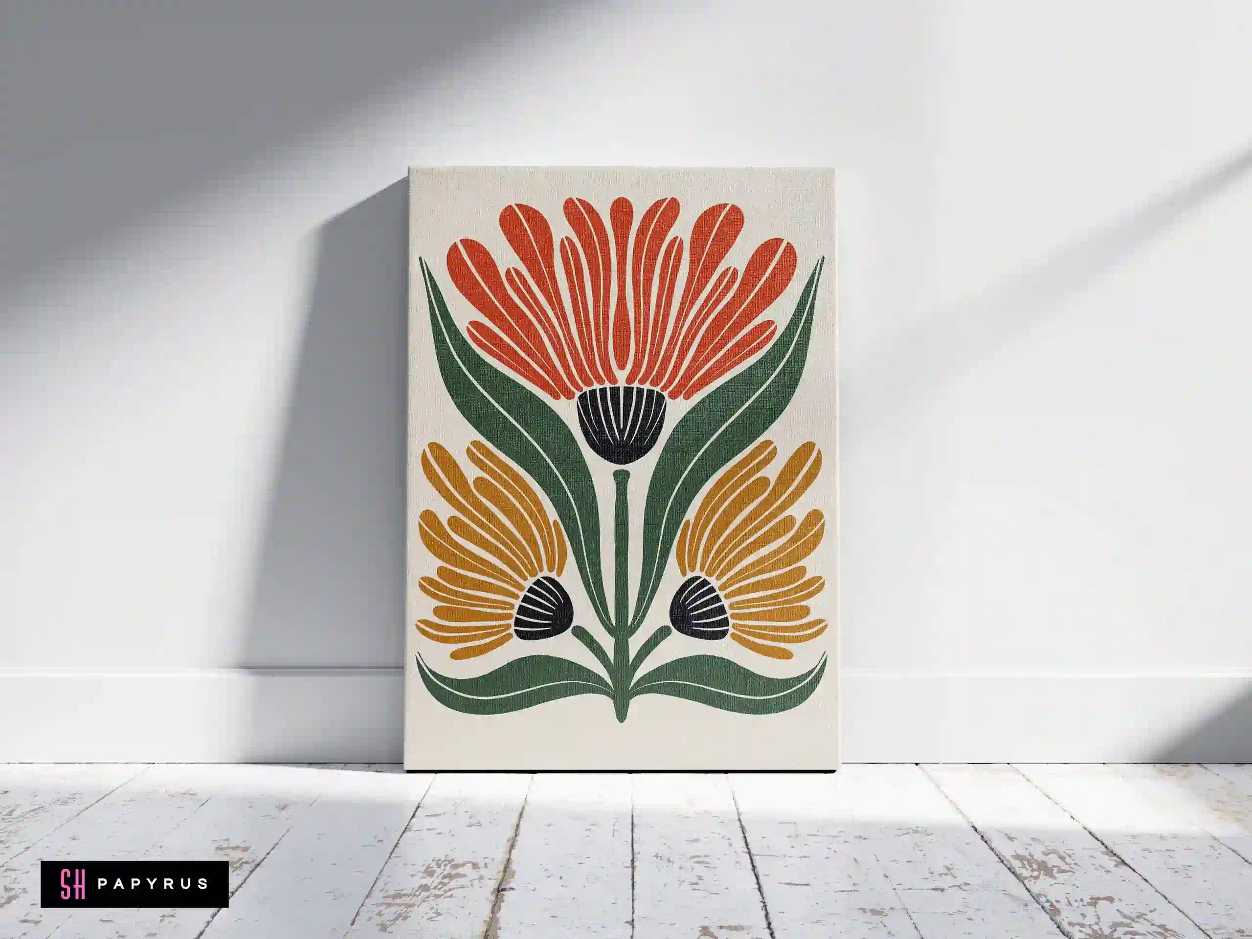 Exquisite Symmetrical Art Deco Floral Wall Art
