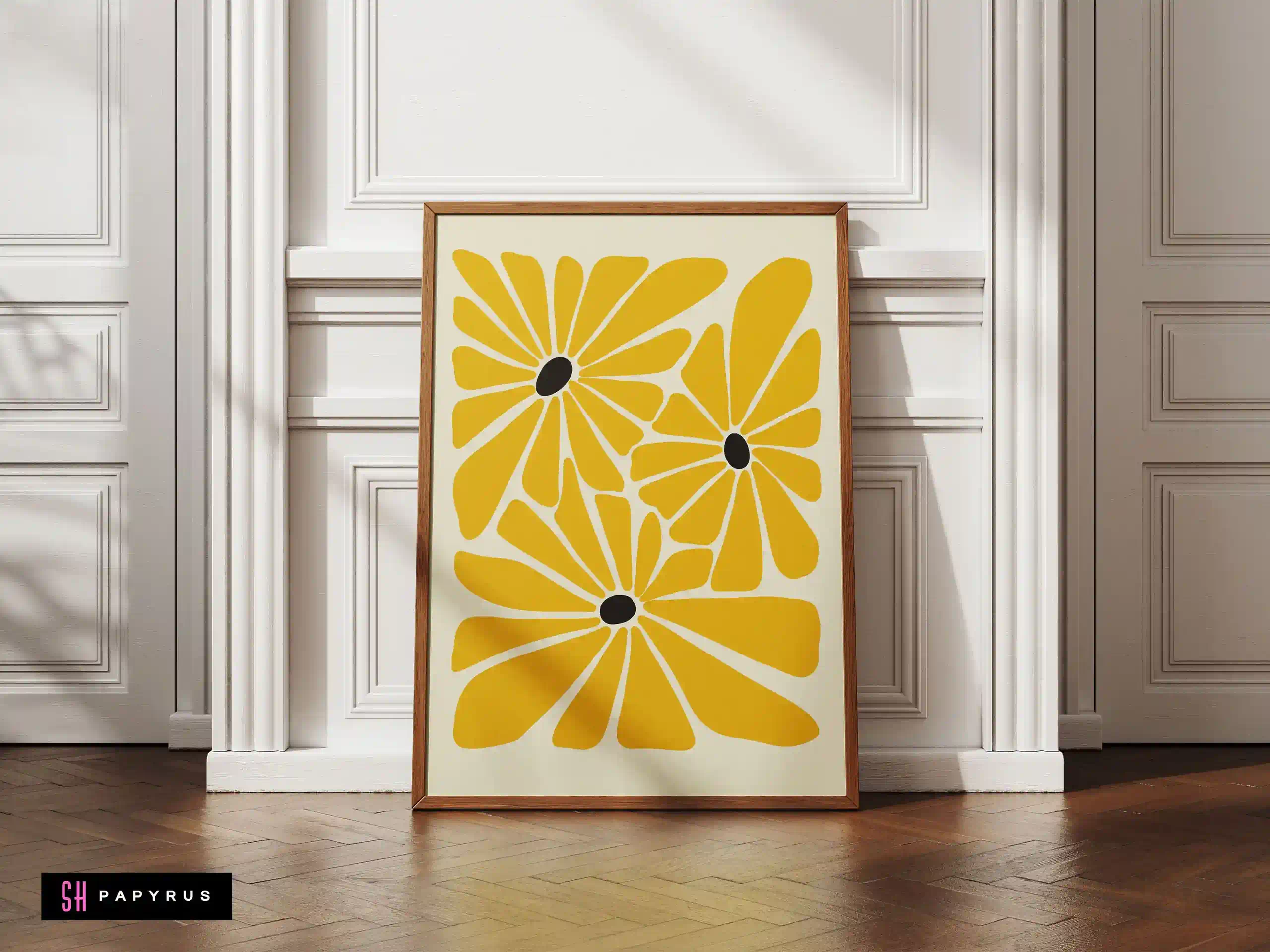Radiant Vibrant Golden Yellow Abstract Flowers Art