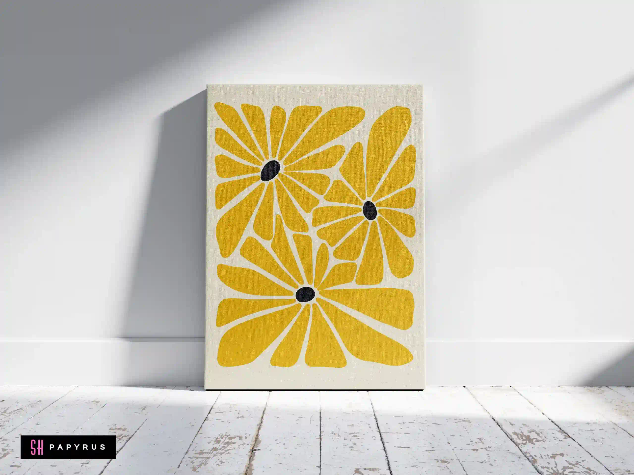 Radiant Vibrant Golden Yellow Abstract Flowers Art