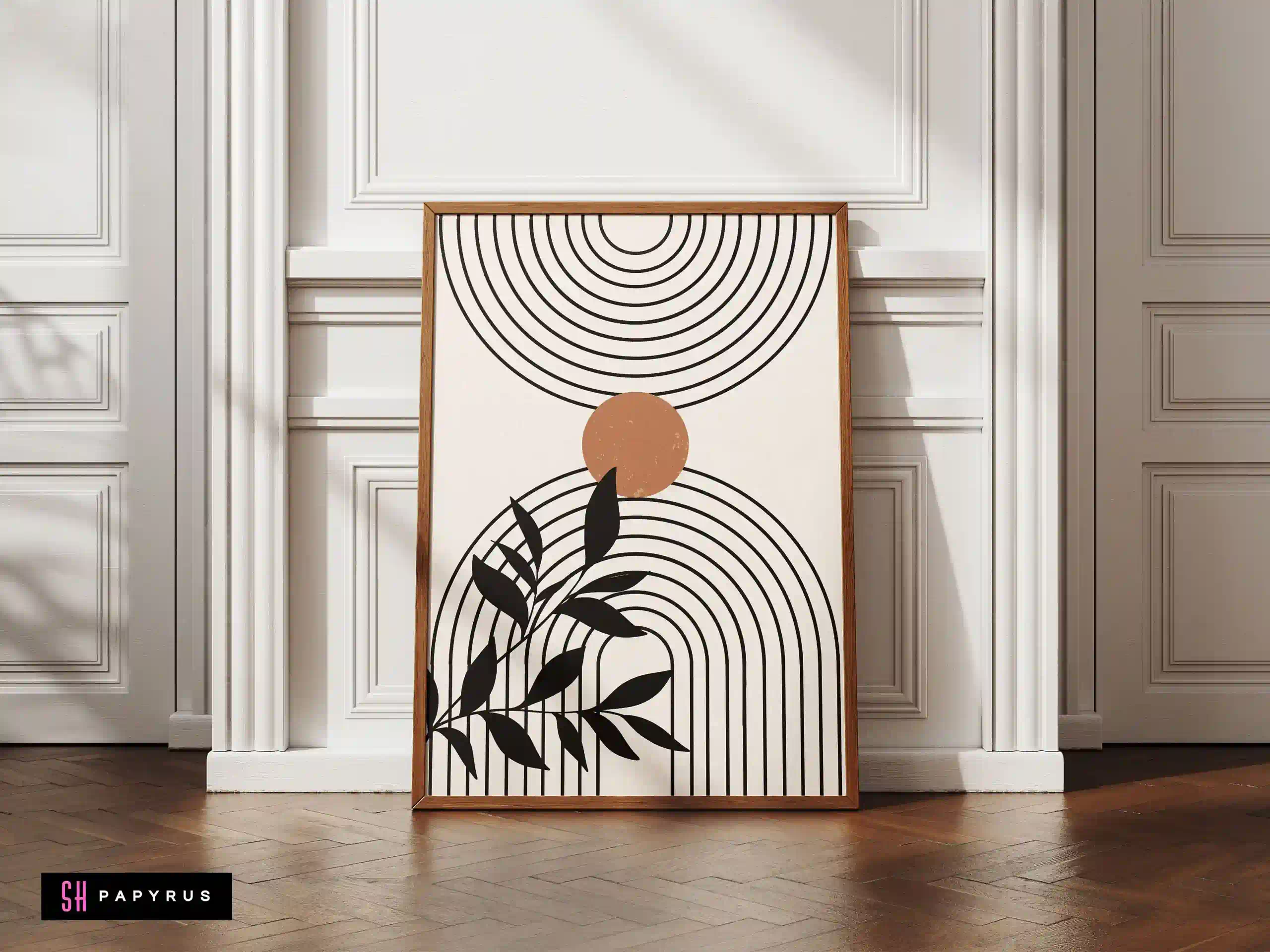 Charming Boho Sun and Leaf Geometric Wall Art