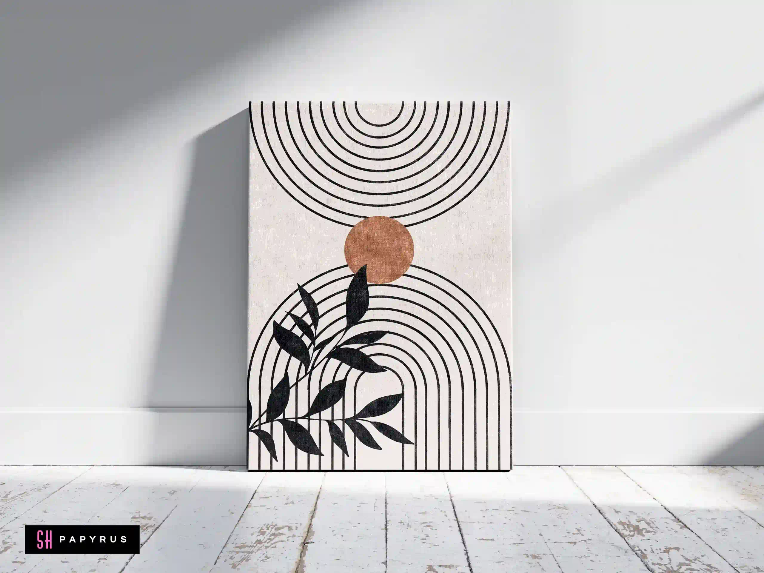 Charming Boho Sun and Leaf Geometric Wall Art