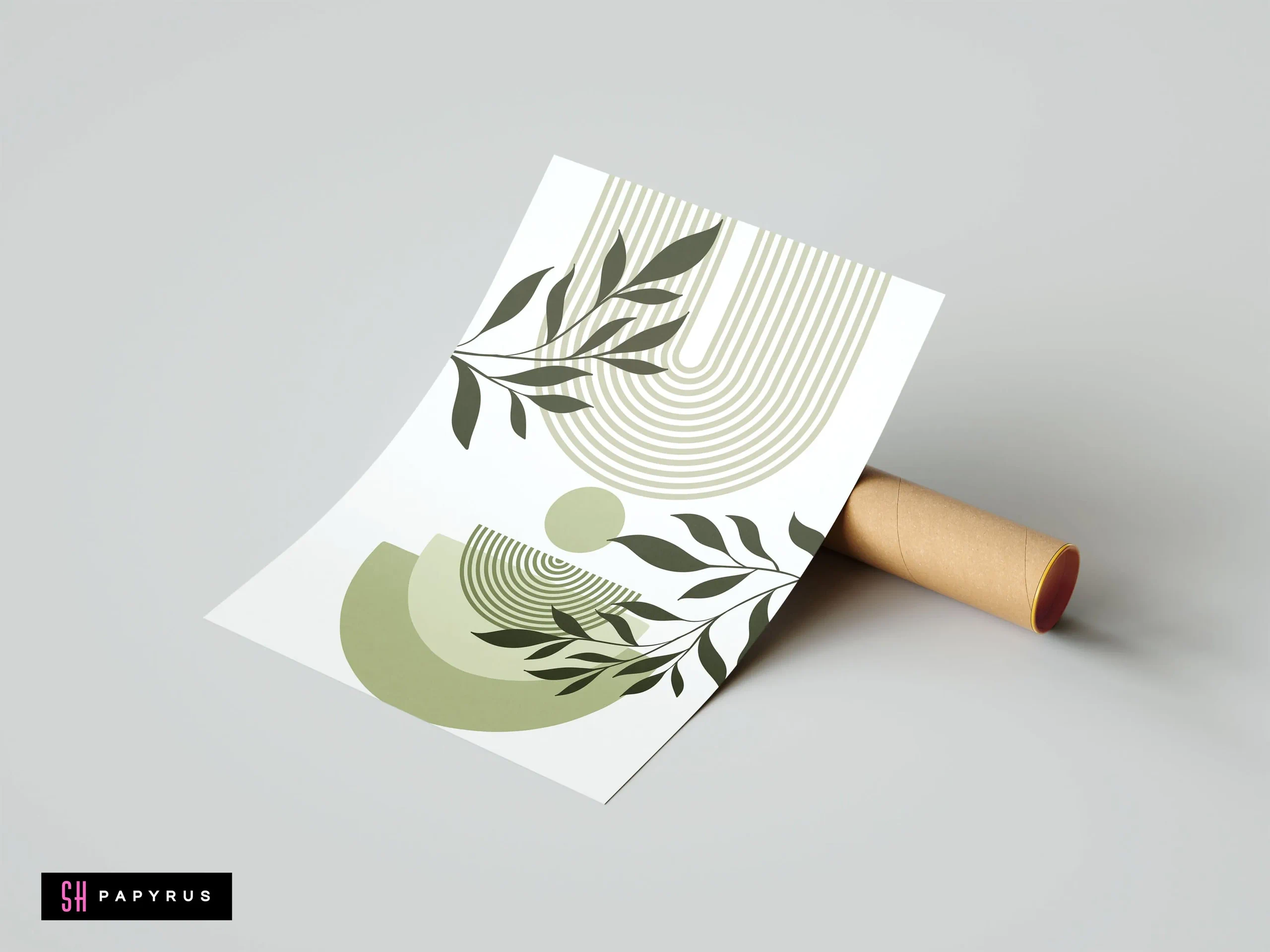 Ethereal Sage Green Geometric Art Masterpiece