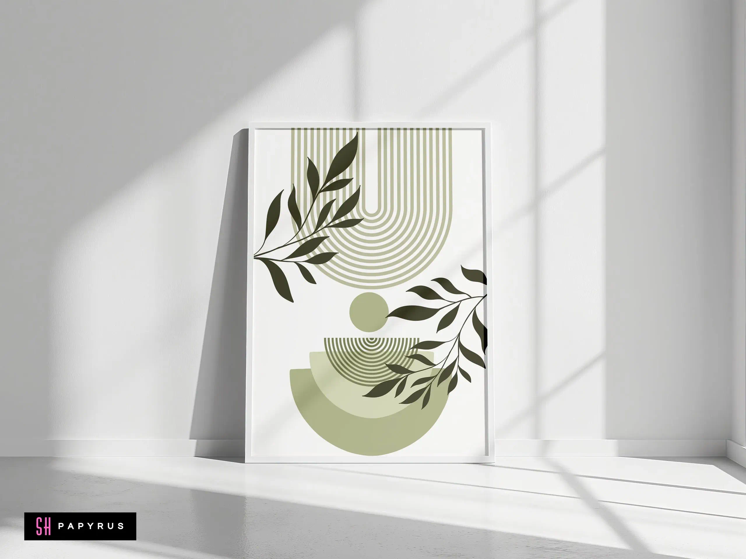 Ethereal Sage Green Geometric Art Masterpiece