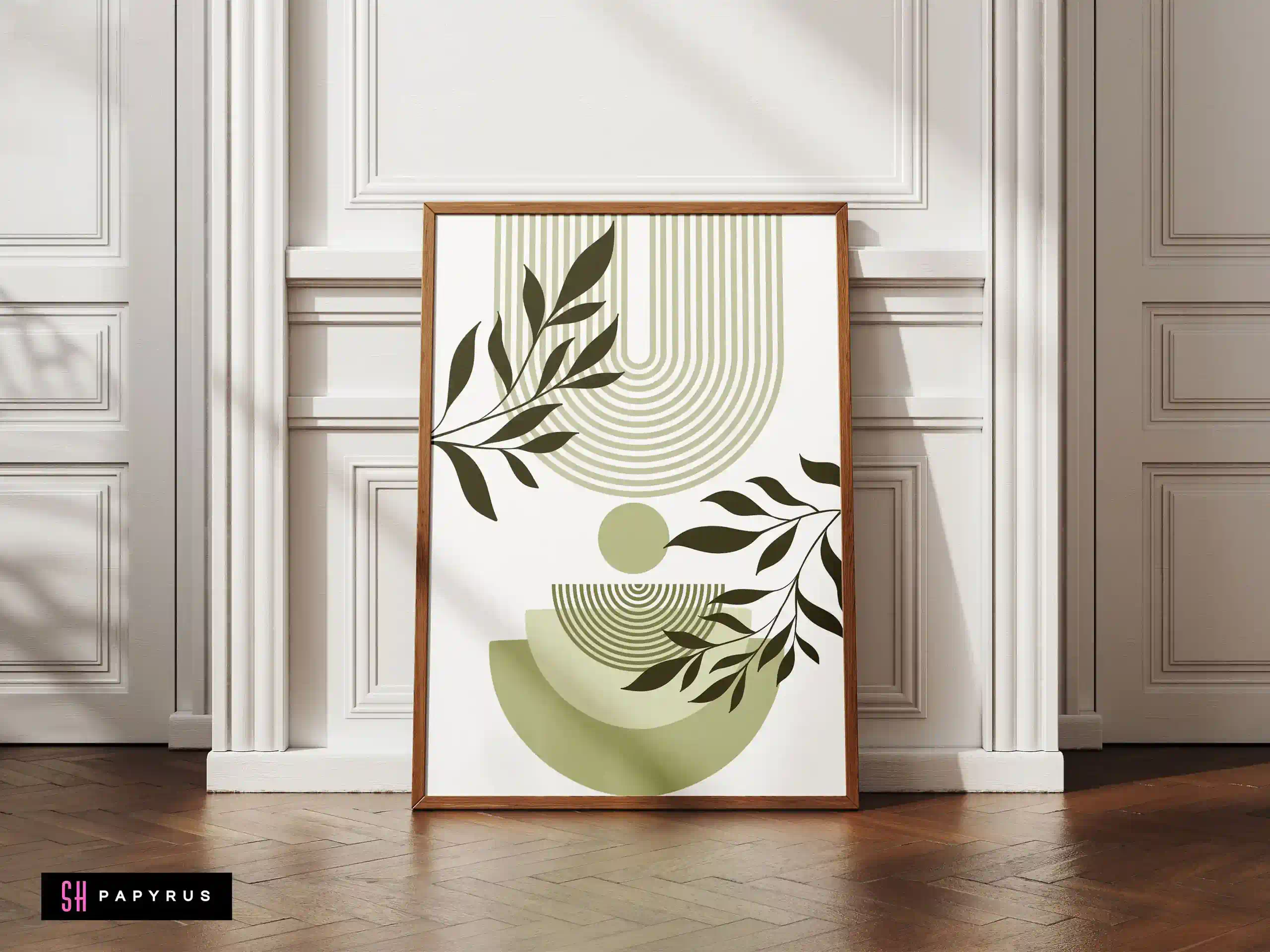 Ethereal Sage Green Geometric Art Masterpiece