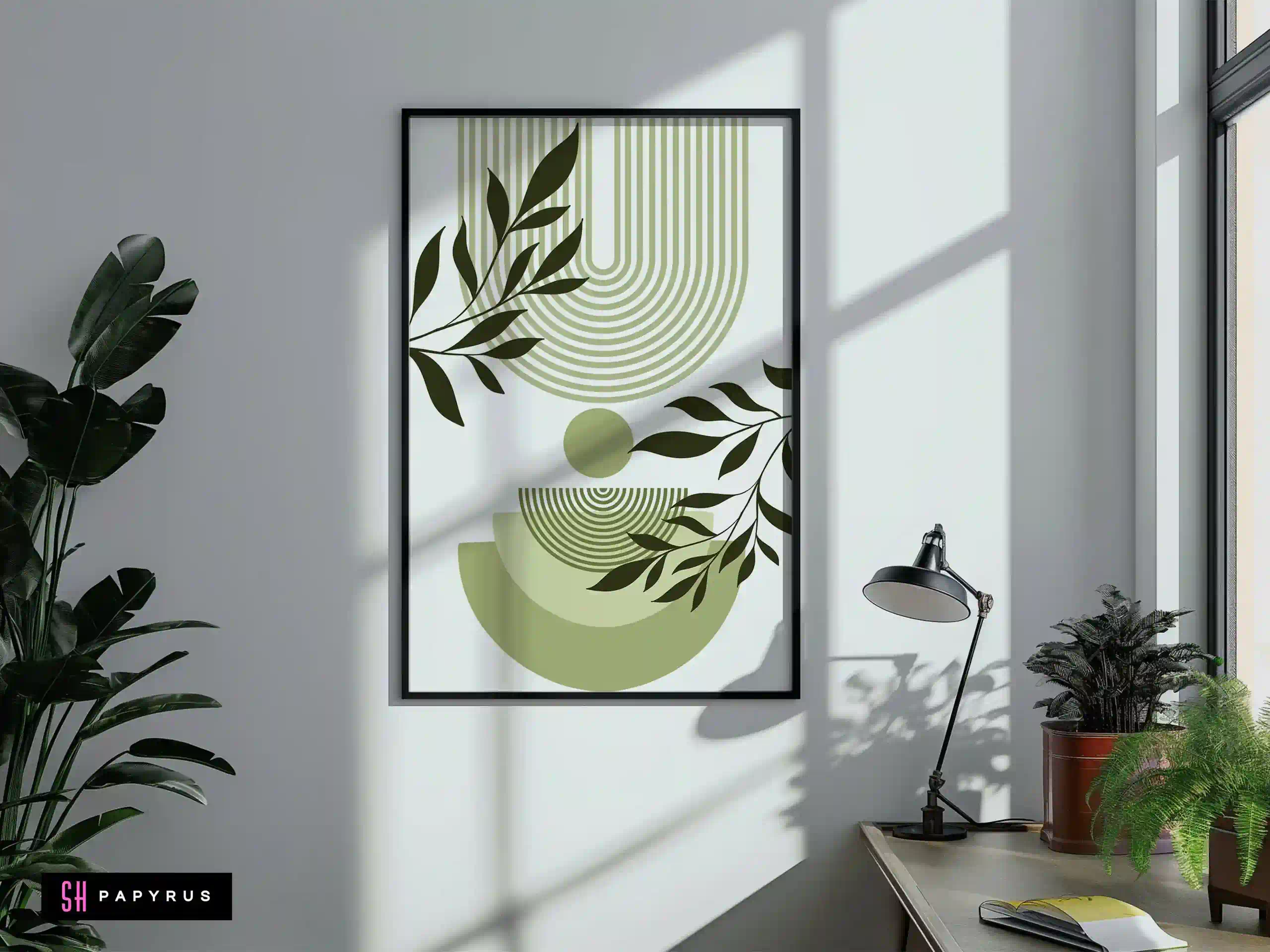 Ethereal Sage Green Geometric Art Masterpiece