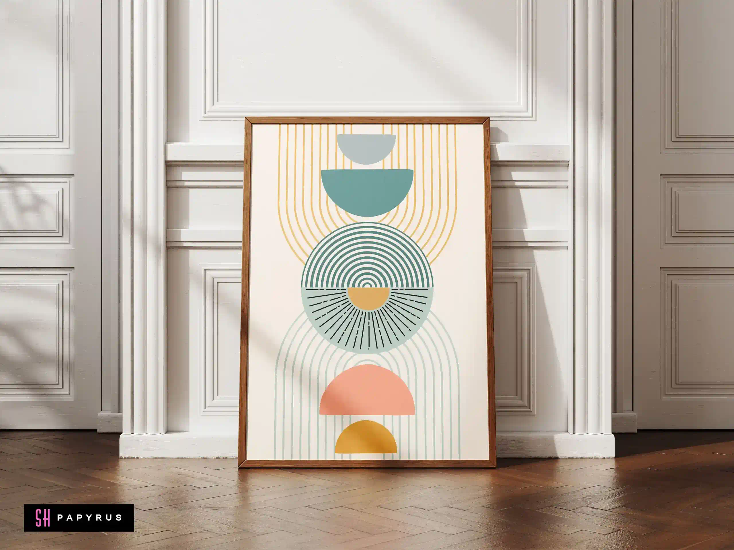 Striking Complex Geometric Abstract Art Teal Gold