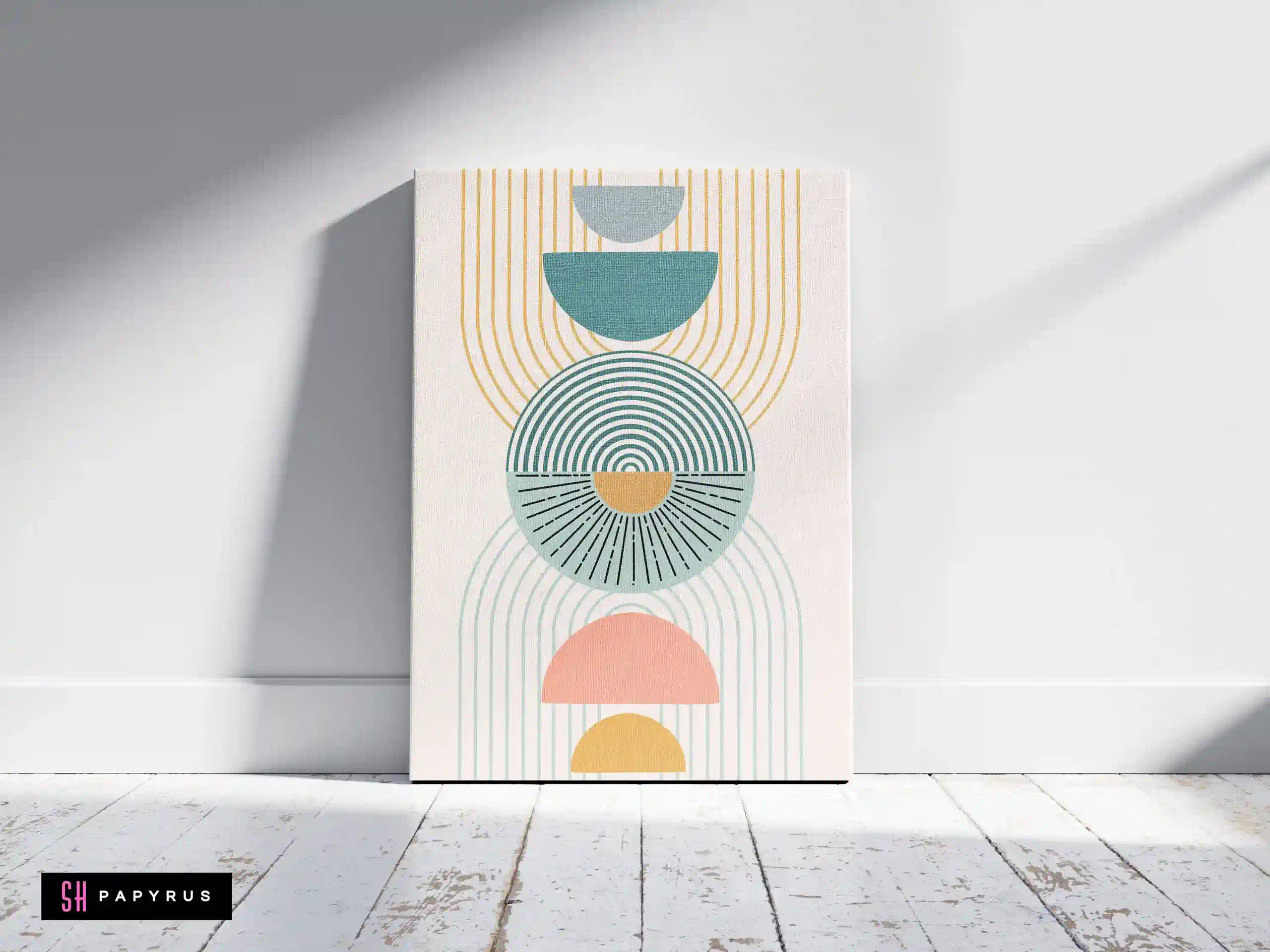 Striking Complex Geometric Abstract Art Teal Gold