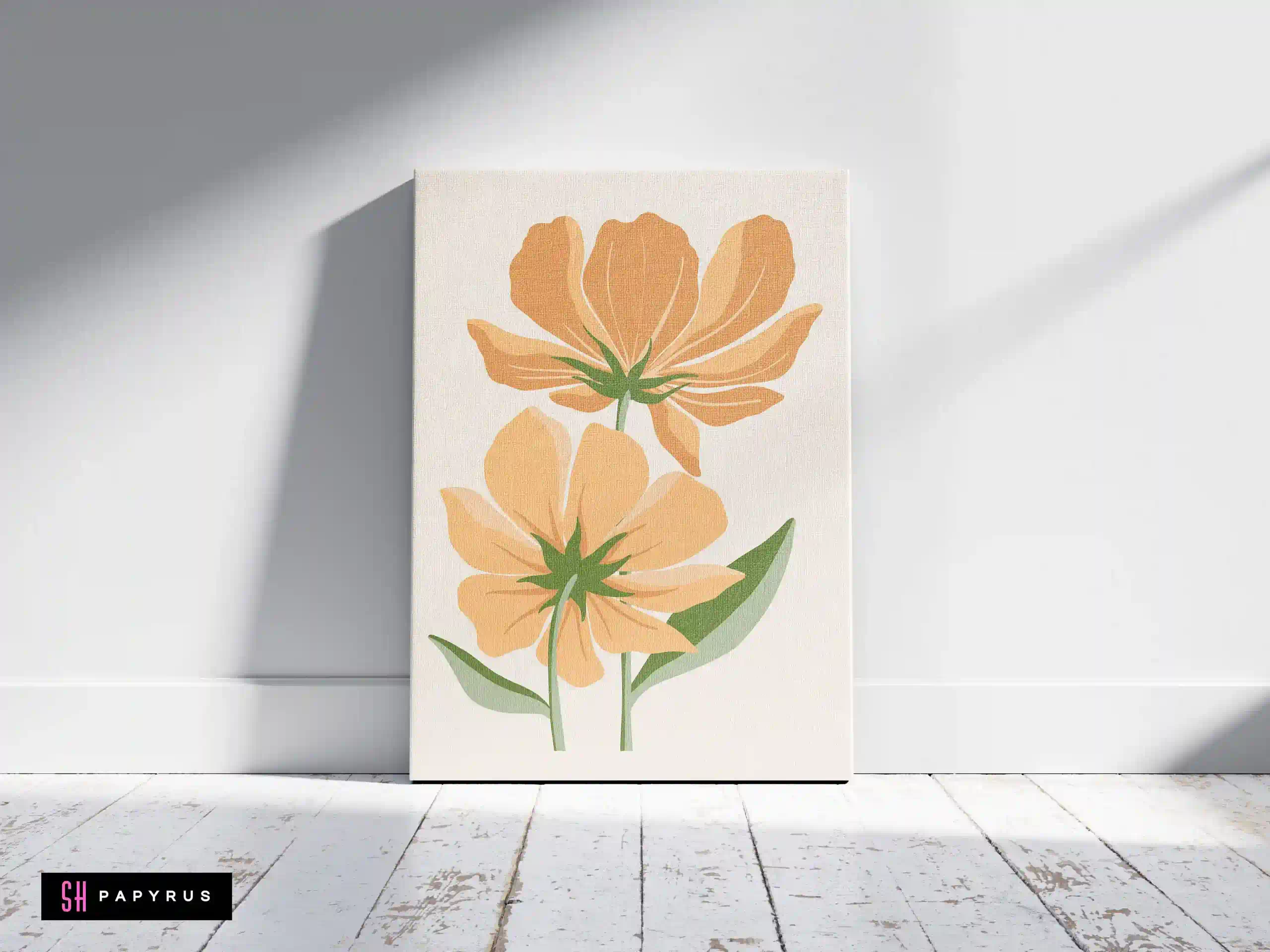Delicate Soft Peach Cosmos Flower Illustration Art