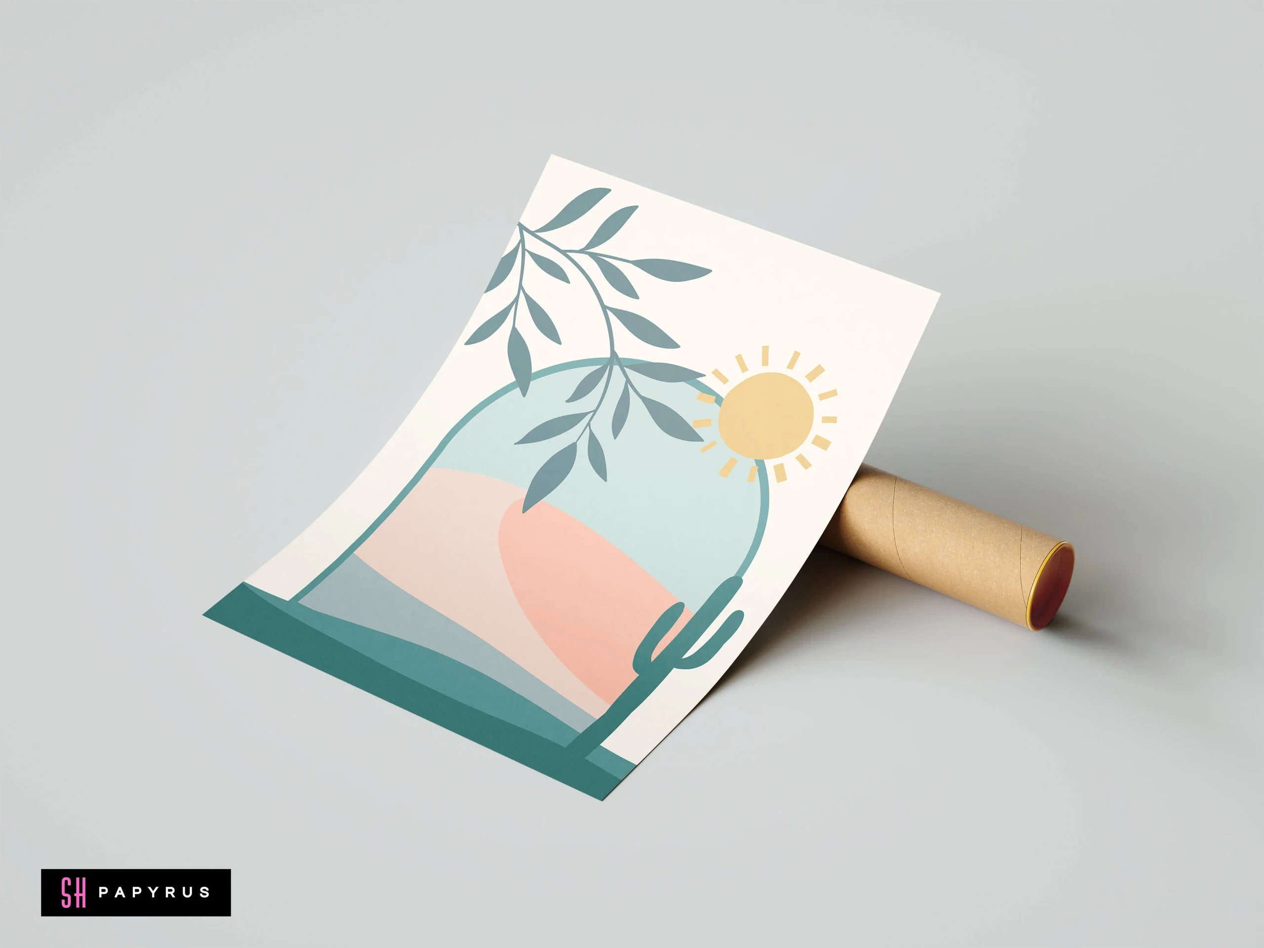 Bohemian Boho Desert Archway with Cactus and Sun