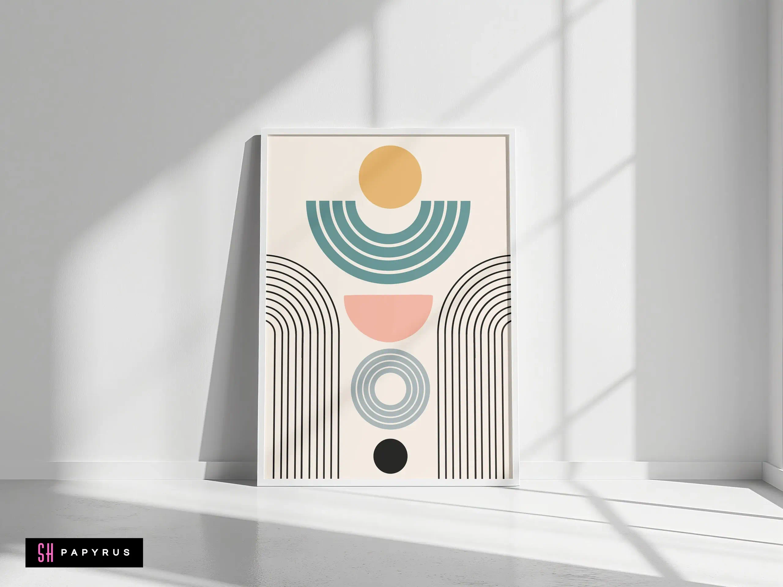 Dynamic Abstract Geometric Balance Art Teal Pink