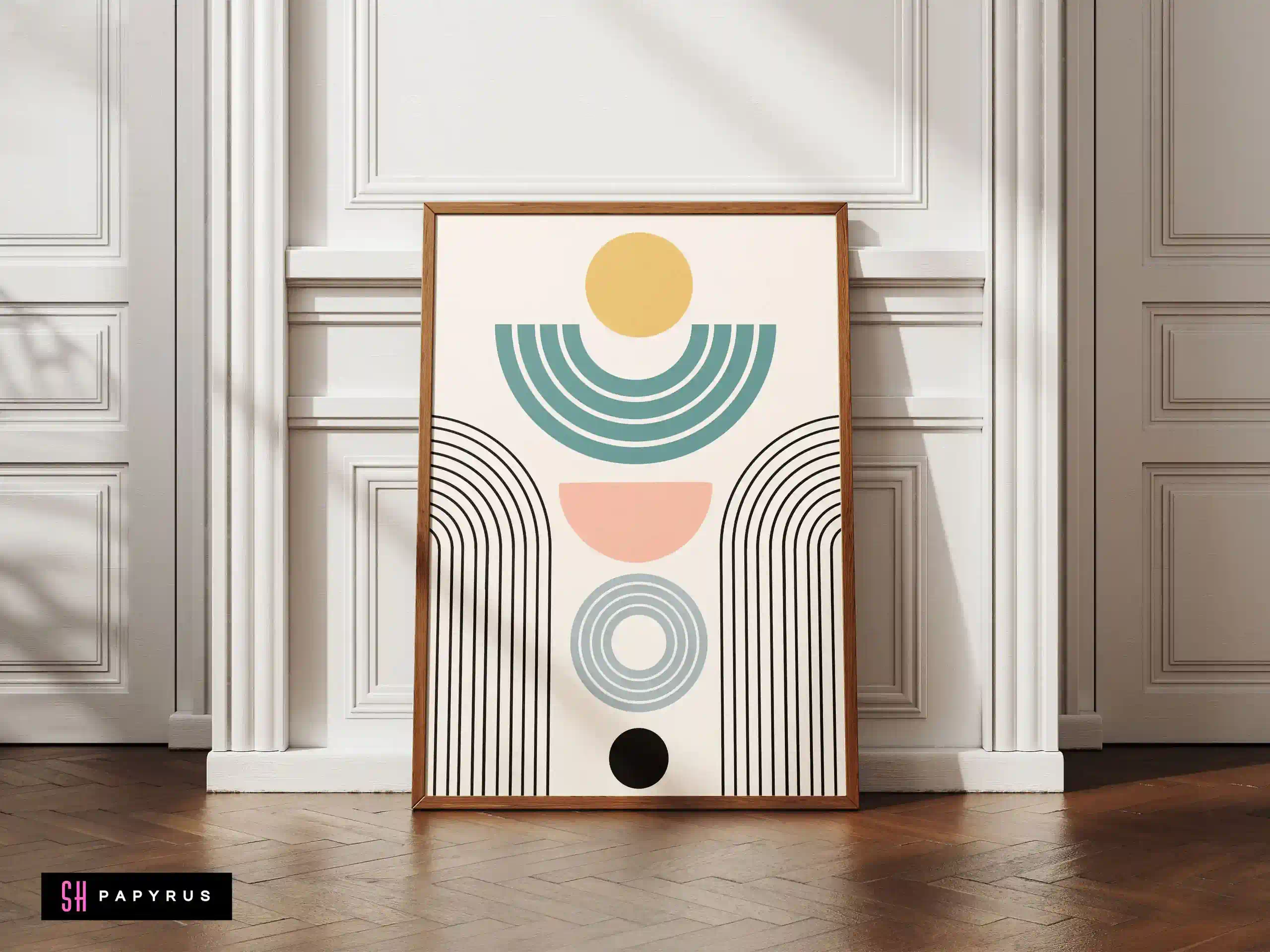 Dynamic Abstract Geometric Balance Art Teal Pink