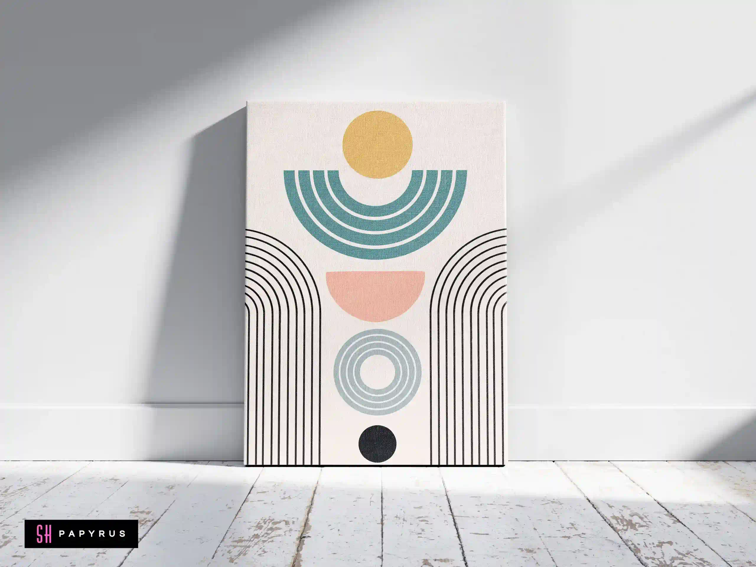 Dynamic Abstract Geometric Balance Art Teal Pink