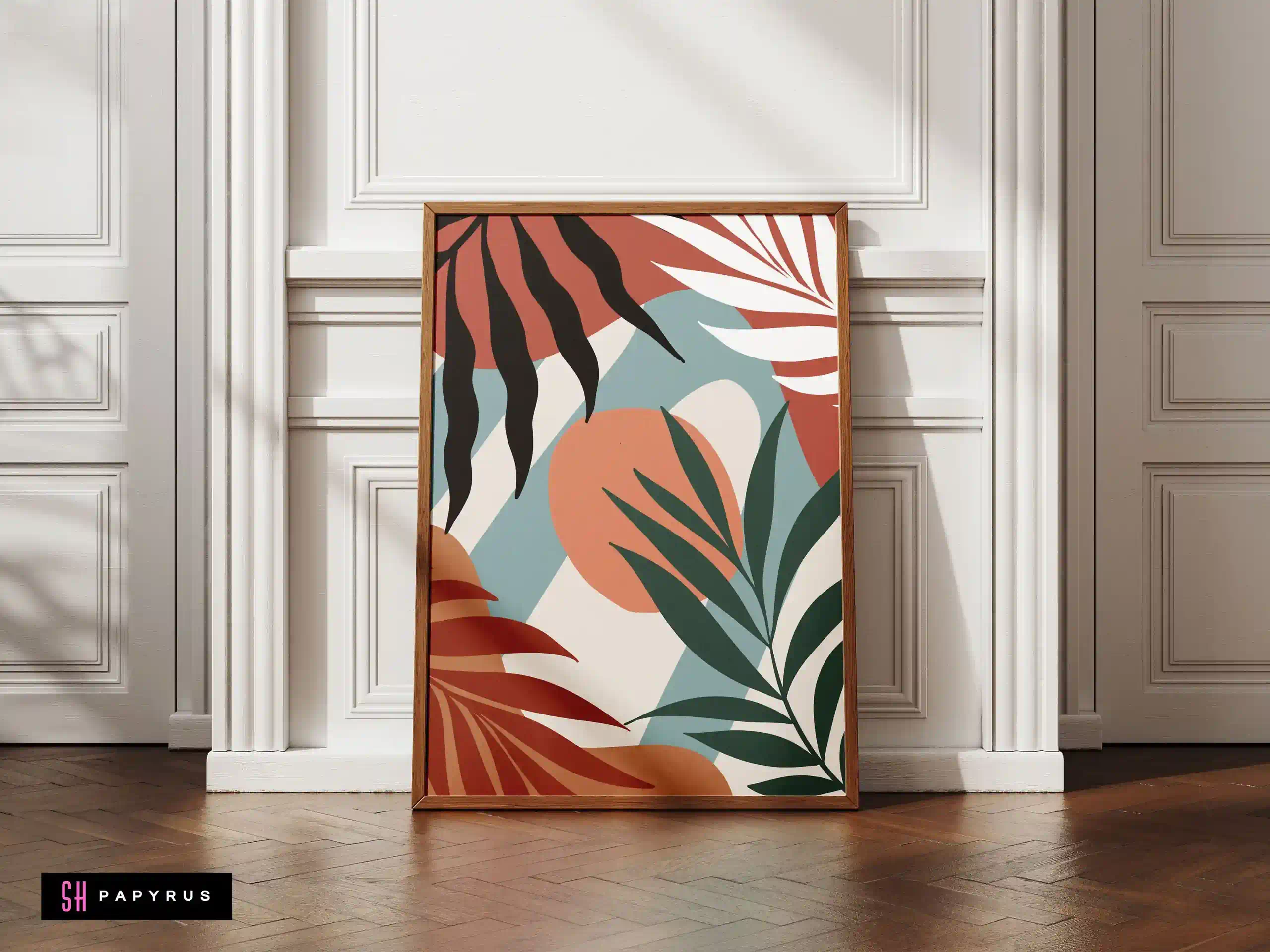 Lush Abstract Tropical Leaves Collage Wall Art